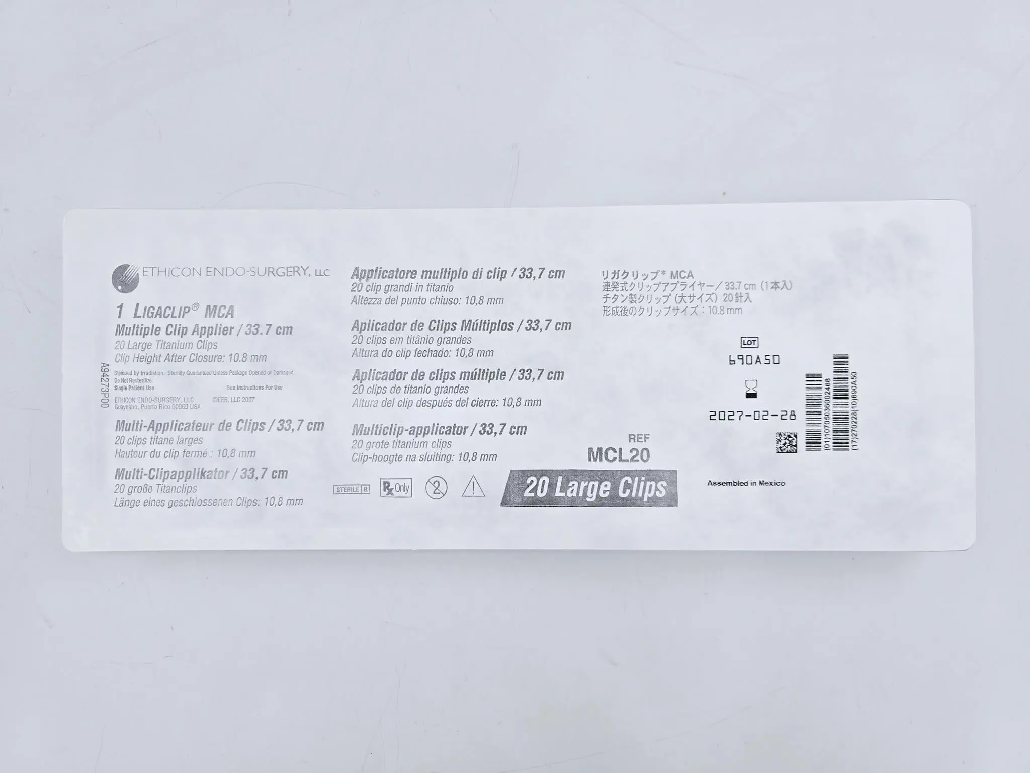 Ethicon MCL20 LIGACLIP MCA Multiple Clip Appliers 33.7cm 20 Large Titanium Clips 6/BX - Image 4