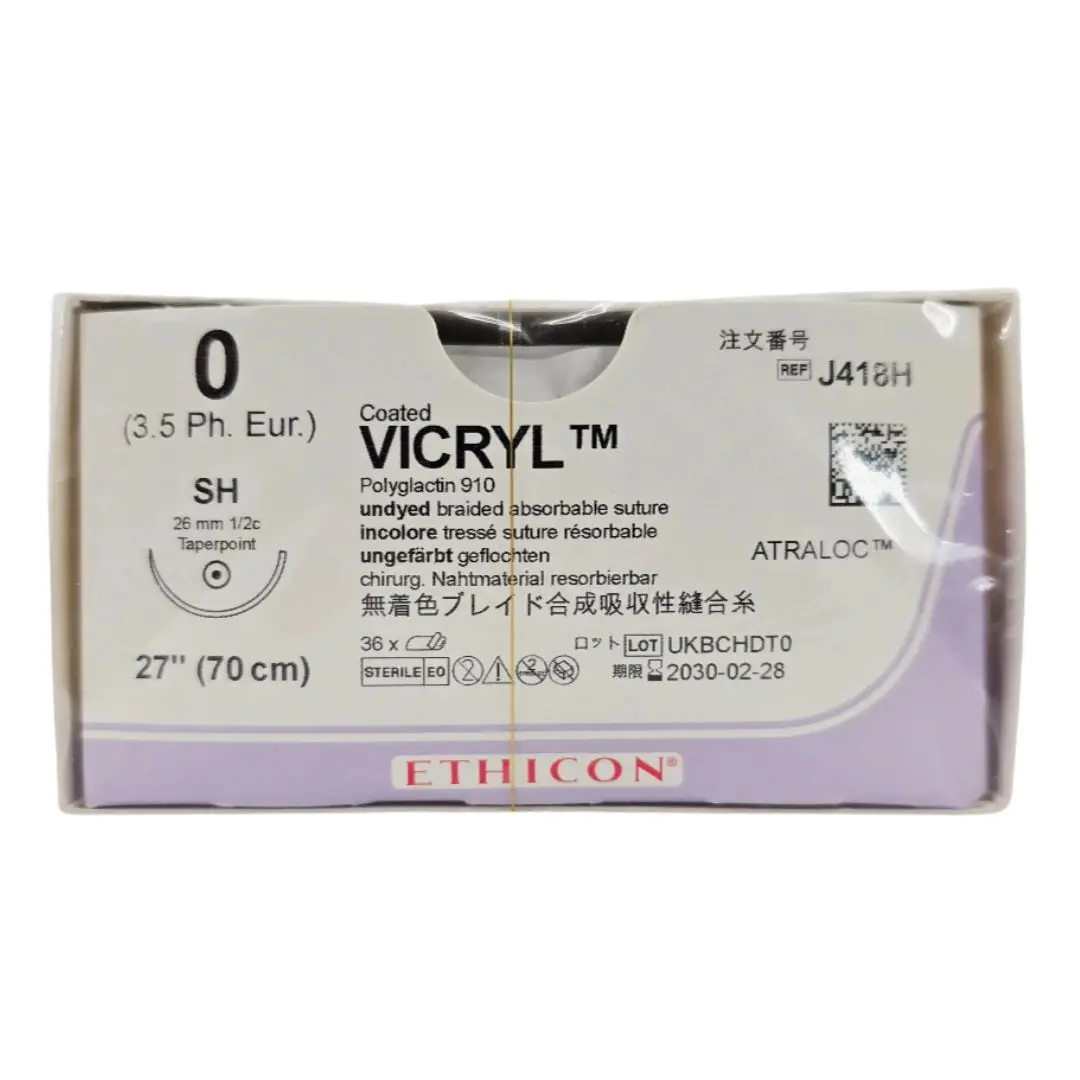 Ethicon J418H 0 Coated VICRYL 1X27" SH 26mm Taper Point BX/36
