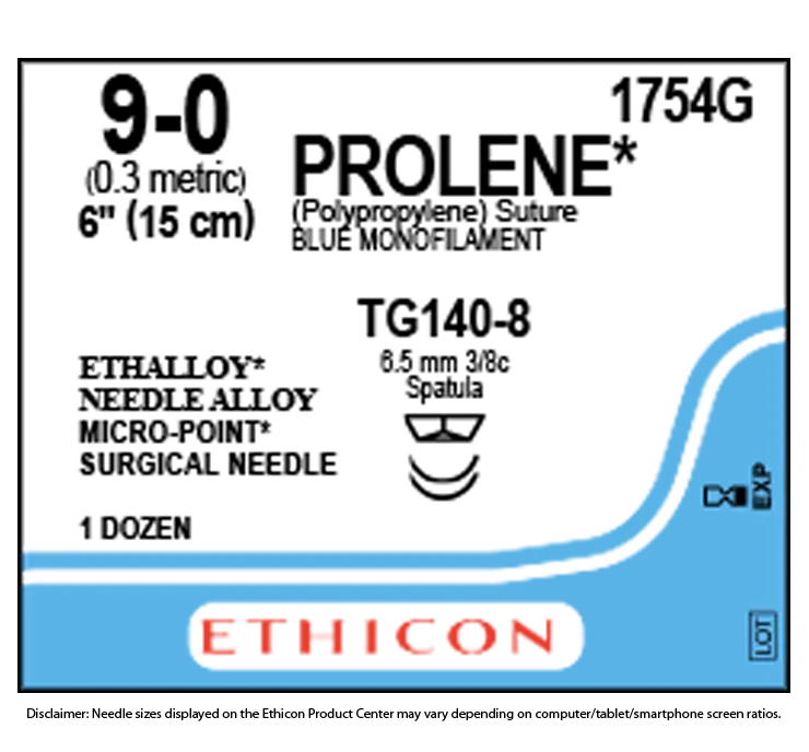 Ethicon Prolene 1754G Suture - Blue Monofilament Polypropylene, Nonabsorbable (Box of 12)