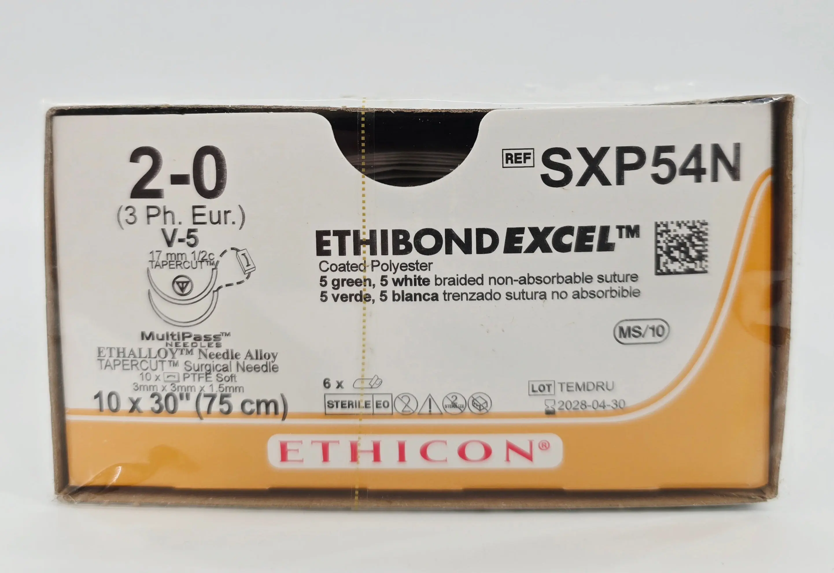 Ethicon SXP54N 2-0 Ethibond EXCEL 10X30" V-5 ETHALLOY BX/6 - Image 2