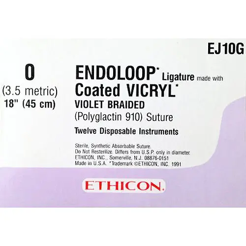 Ethicon Vicryl EJ10G Suture - 45cm, Violet Braided Polyglactin 910 (Box of 12)