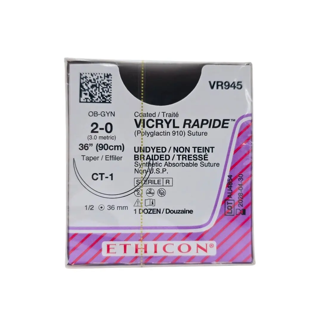 Ethicon VR945 2-0 VICRYL RAPIDE UNDYED 1X36" CT-1 Box of 12