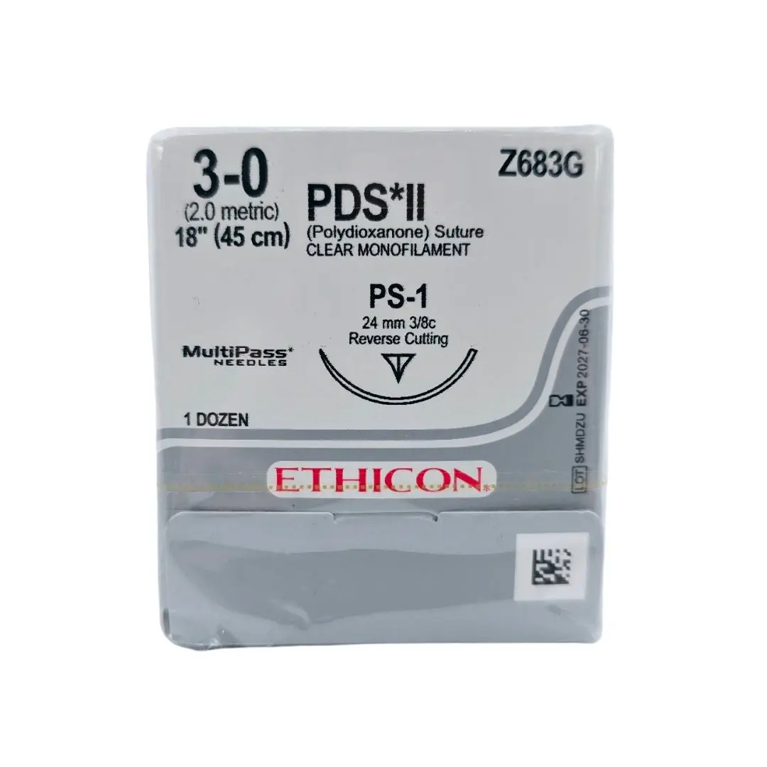 Ethicon Z683G 3-0 PDS II UNDYED 1X18" PS-1 Box of 12