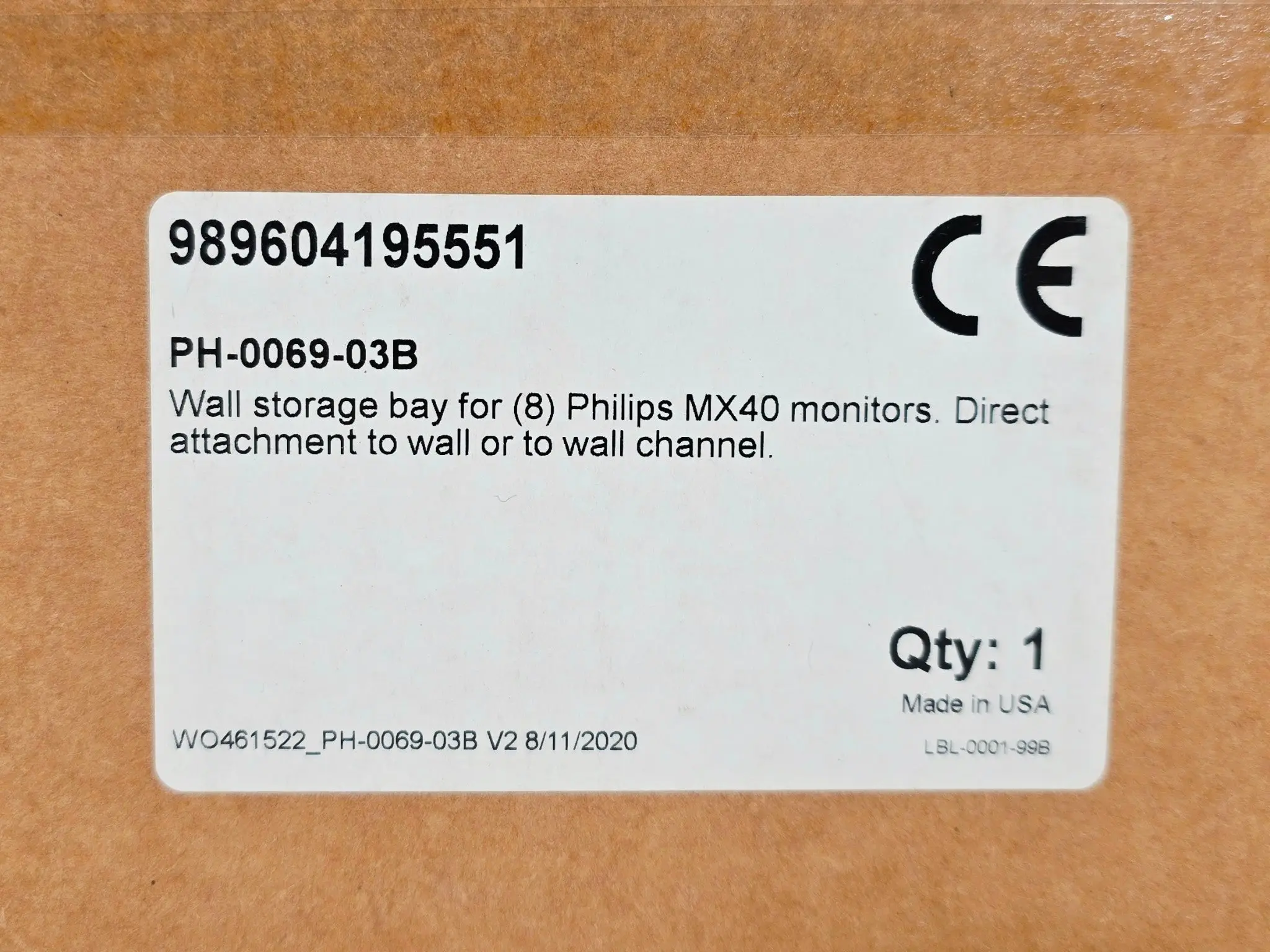 GCX PH-0069-03B Philips MX40/ Telemetry Device Wall Mount Storage Bay 8 Devices - Image 3