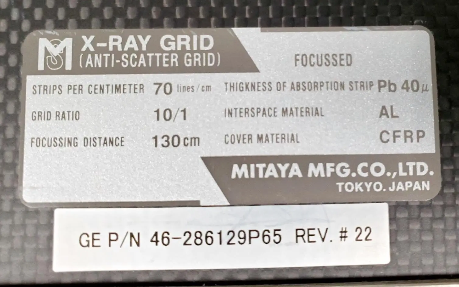 GE 46-286129P65 Discovery XR656 Extended Wall Bucky Anti-Scatter X-Ray Grid - Image 4
