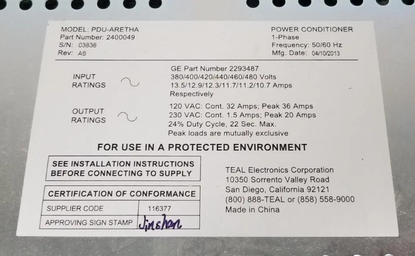 GE Discovery System Cabinet XR656 Power Conditioner 2400049 - Image 7