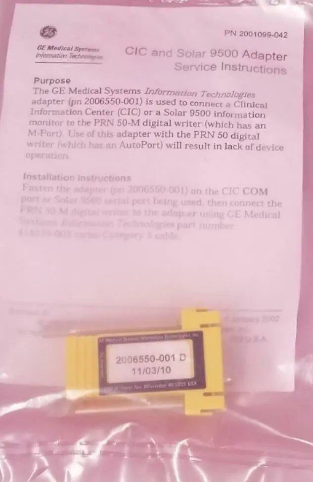 GE Medical 2006550-001 Rev D CIC & Solar 9500 Adapter - Image 2