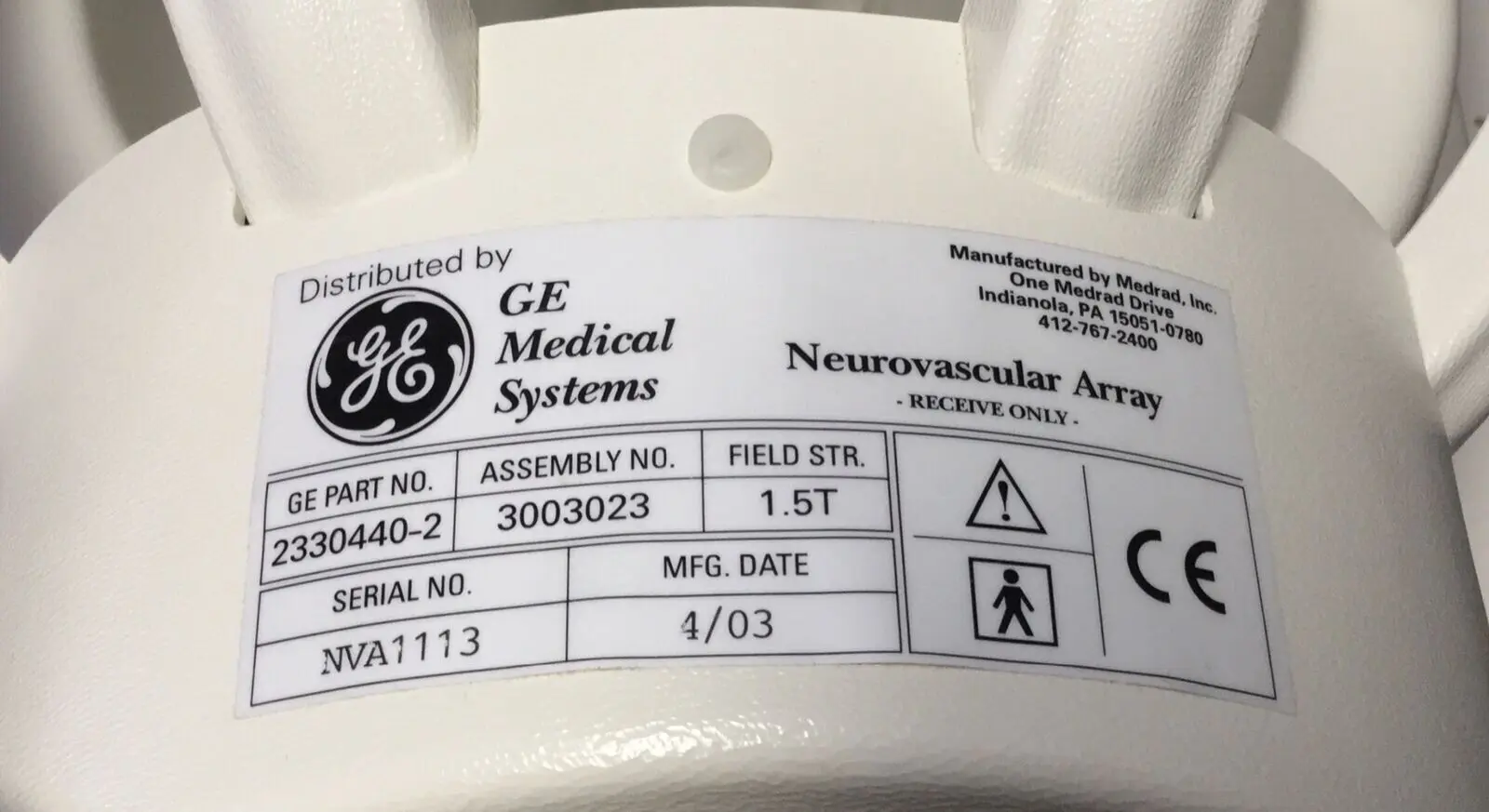 GE Medrad 2330440-2 Signa 1.5T Neurovascular Array MRI Coil Certified - Image 5