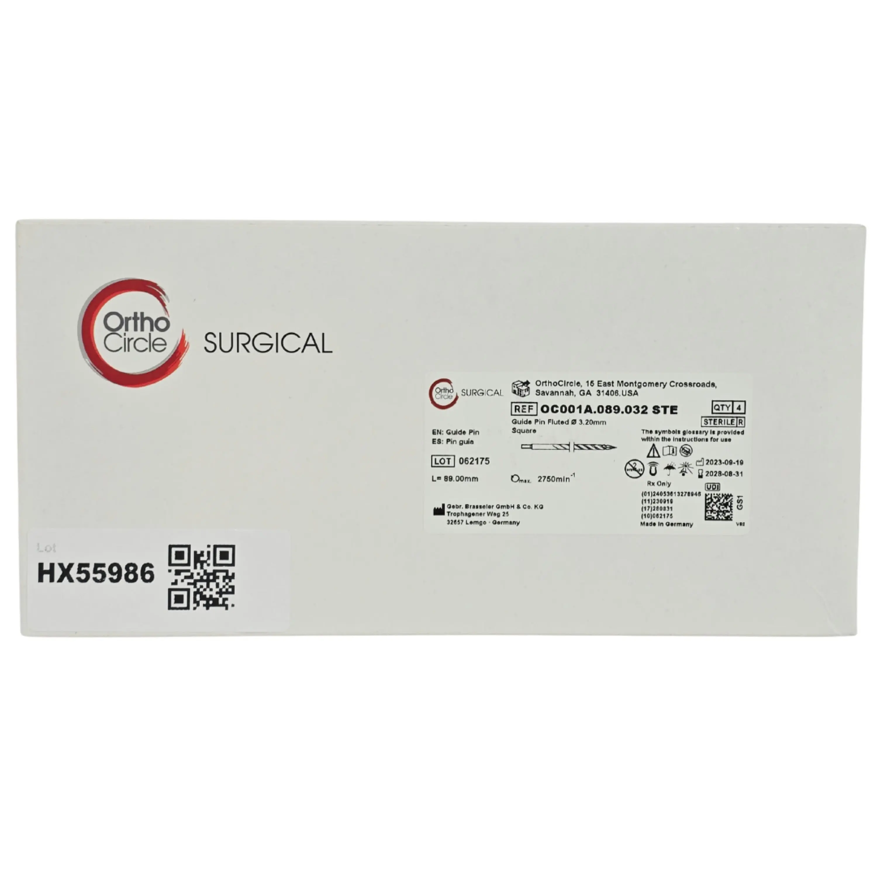 Gebr. Brasseler OC910.110.032 STE Komet Navigation Guide Pin / Screw 3.2mm x 110mm Sterile 4 Packs – New