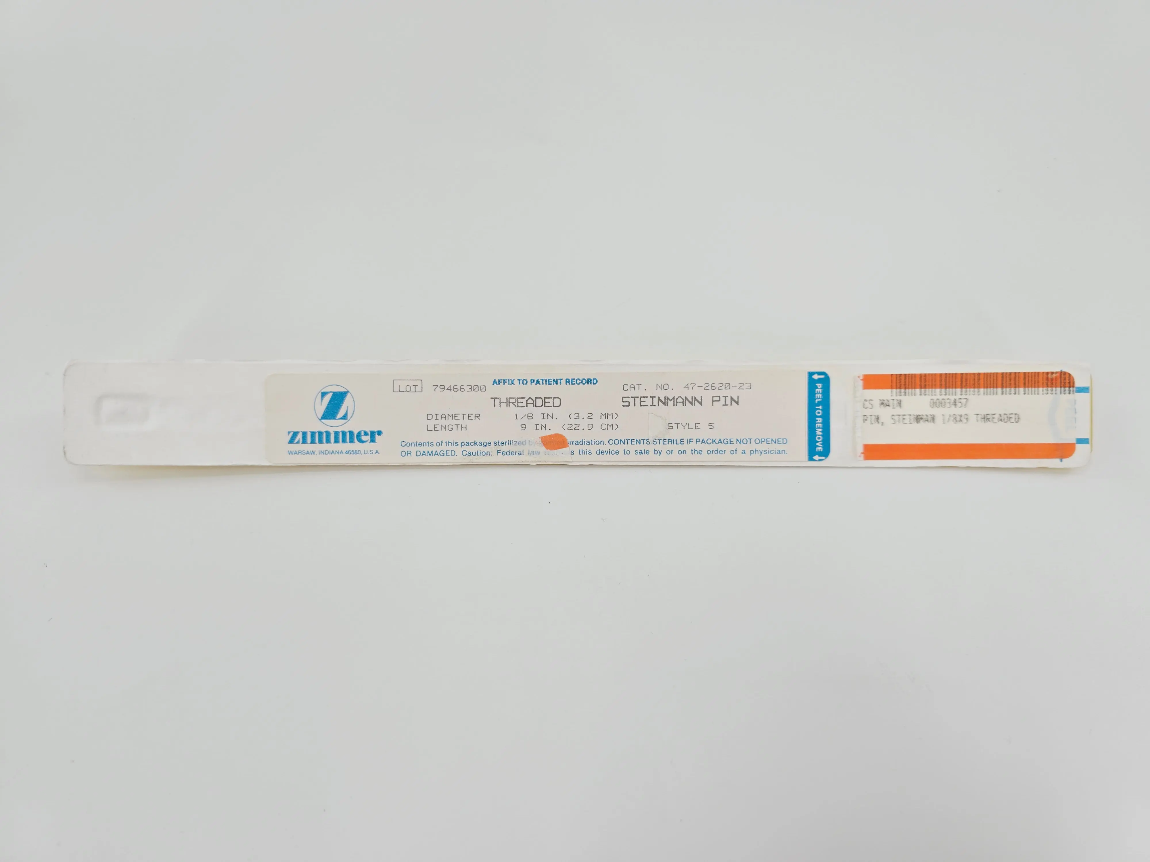 Zimmer 47-2620-23 Threaded Steinmann Pin 1/8" x 9" Style 5 - Image 2