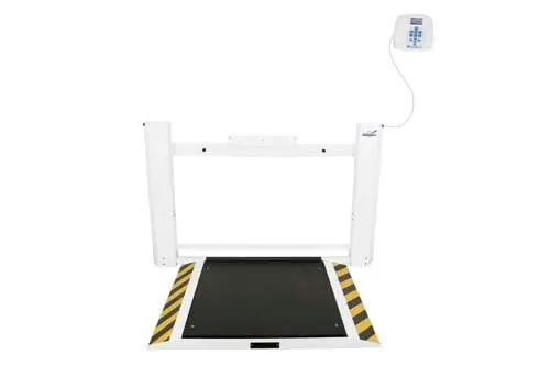 Health o meter Professional 2900KL-AM Antimicrobial Wall-Mounted Fold-Up Wheelchair Scale - 1,000 lb / 454 kg, LB/KG, ADA-Focused Clinical Weighing