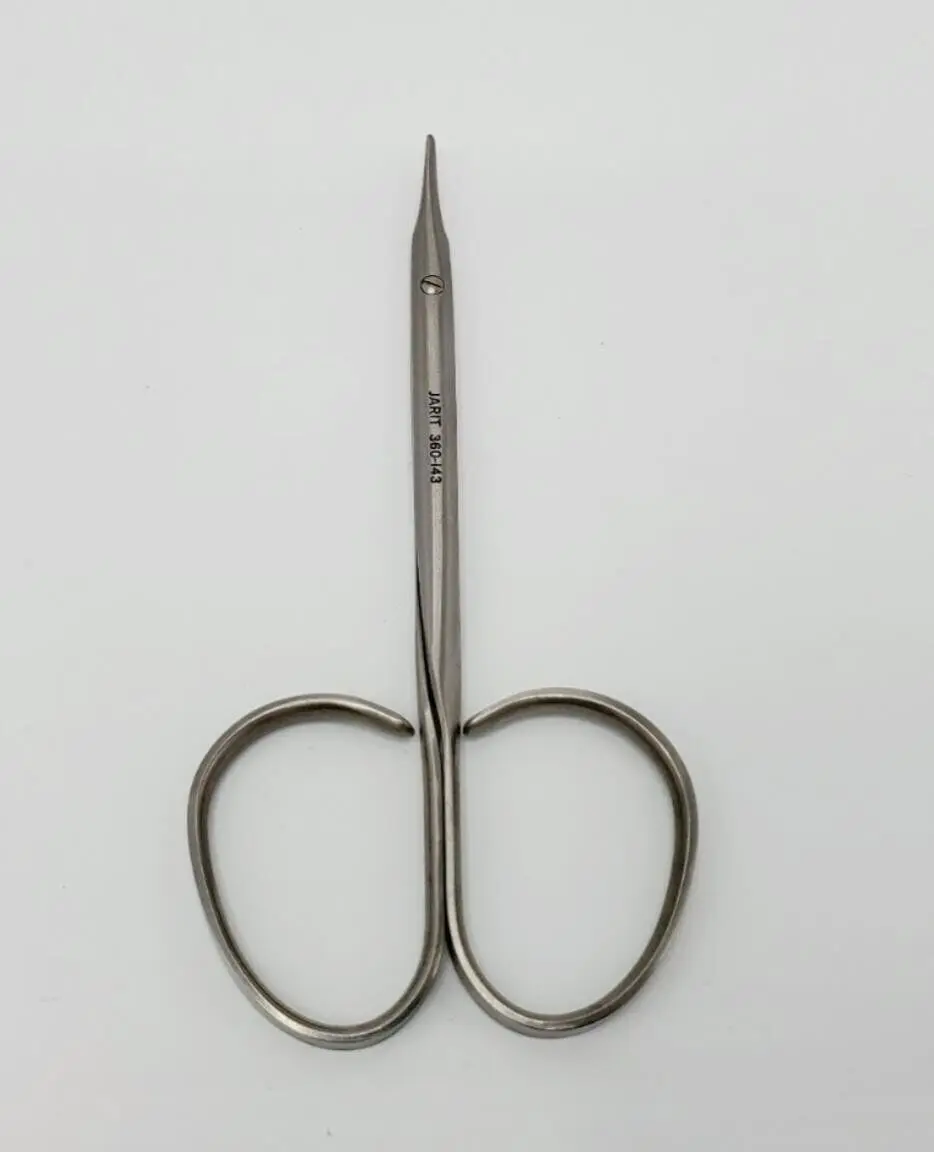 Jarit 360-143 Stevens Tenotomy Scissor Flat Shanks Blunt/Blunt Curved 3-3/4" Used - Image 3