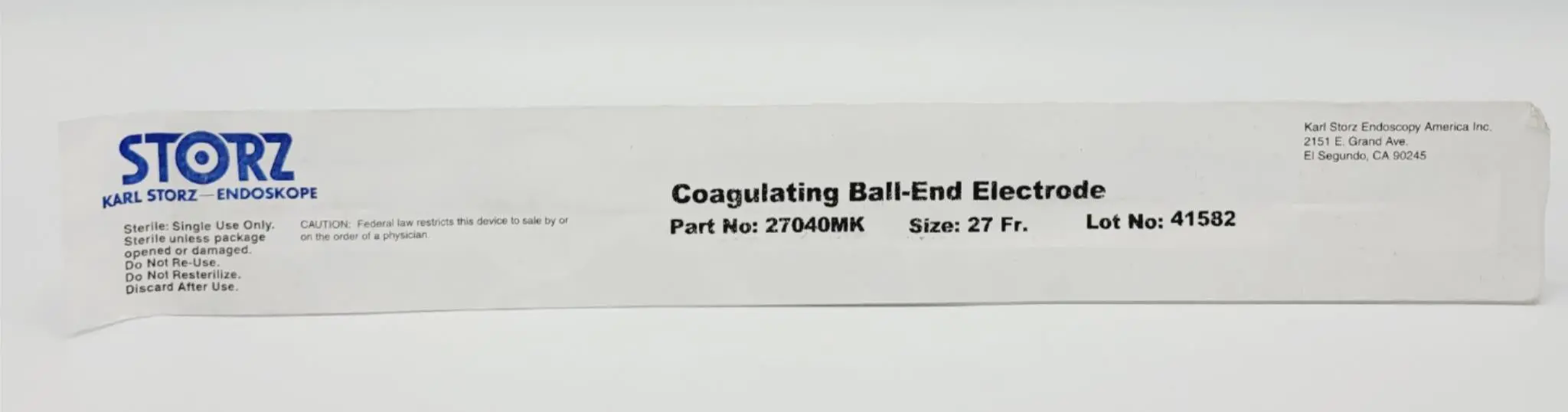 Karl Storz 27040MK Coagulating Electrode Ball-End 27Fr - Image 2
