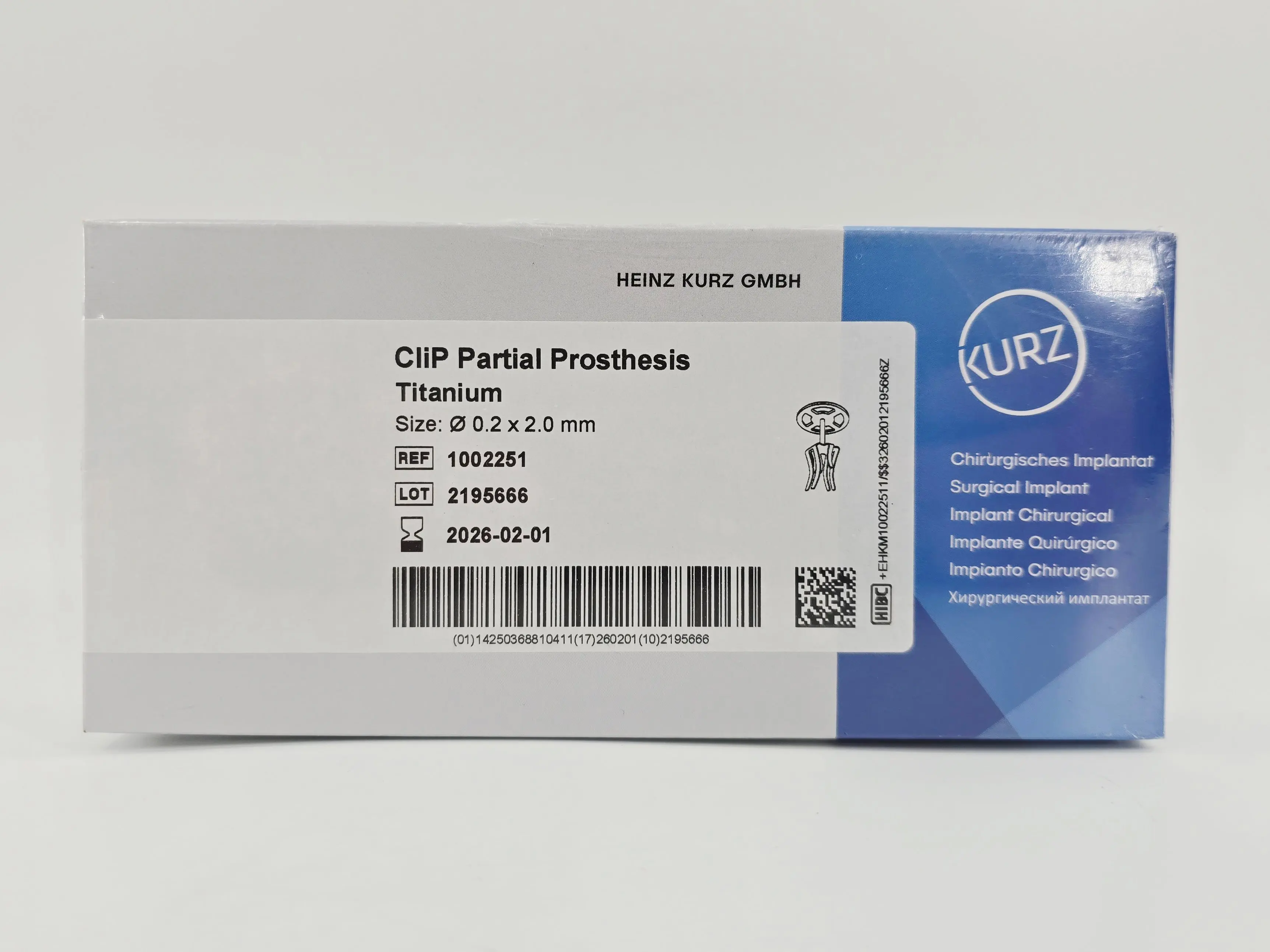 Kurz 1002251 CLiP Partial Prosthesis Ossicular Ø 0.2 x 2.0mm Titanium - Image 3