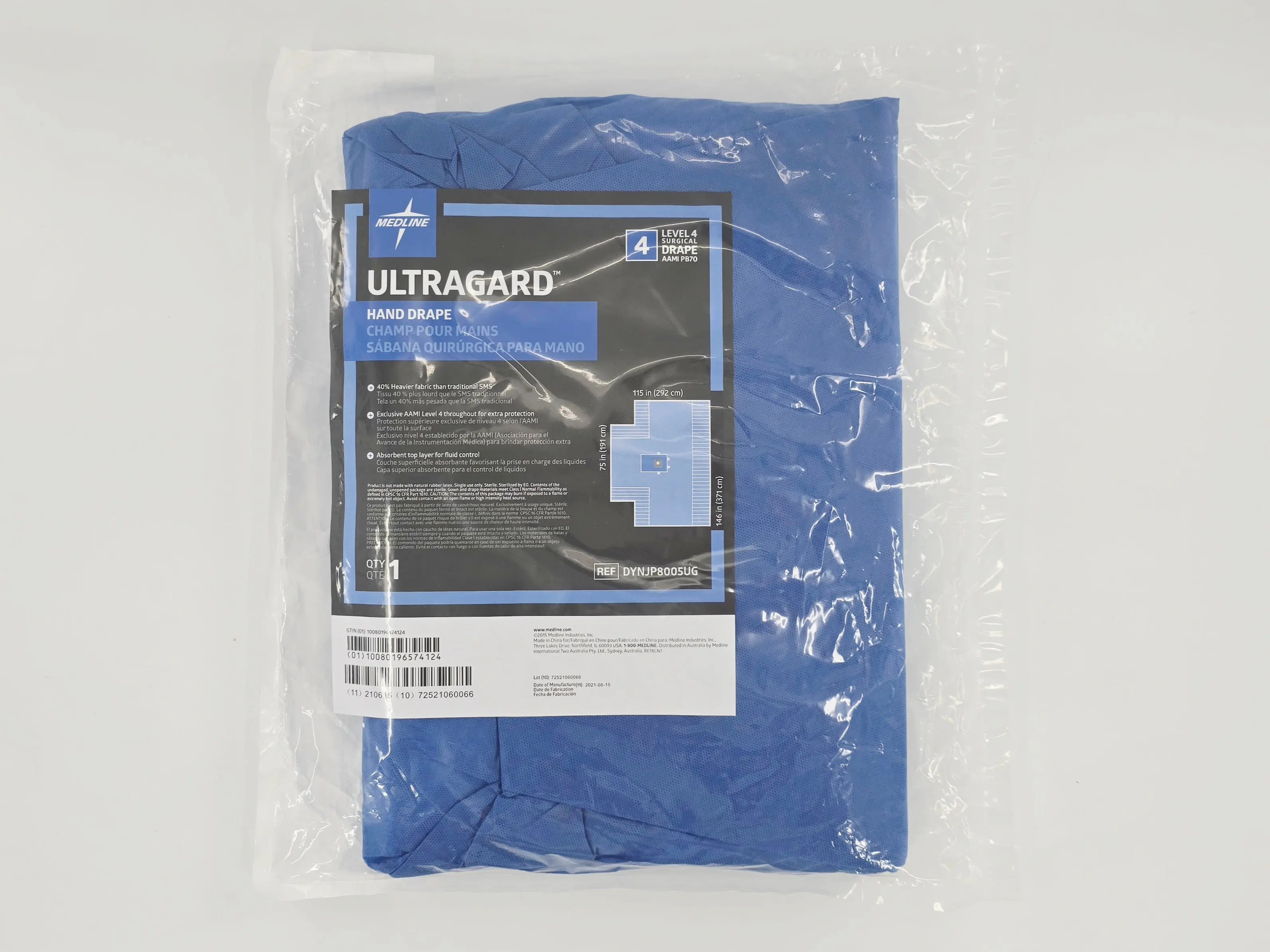 Medline DYNJP8005UG ULTRAGARD Hand Drape Level 4 Surgical Drape 1/EA - Image 2