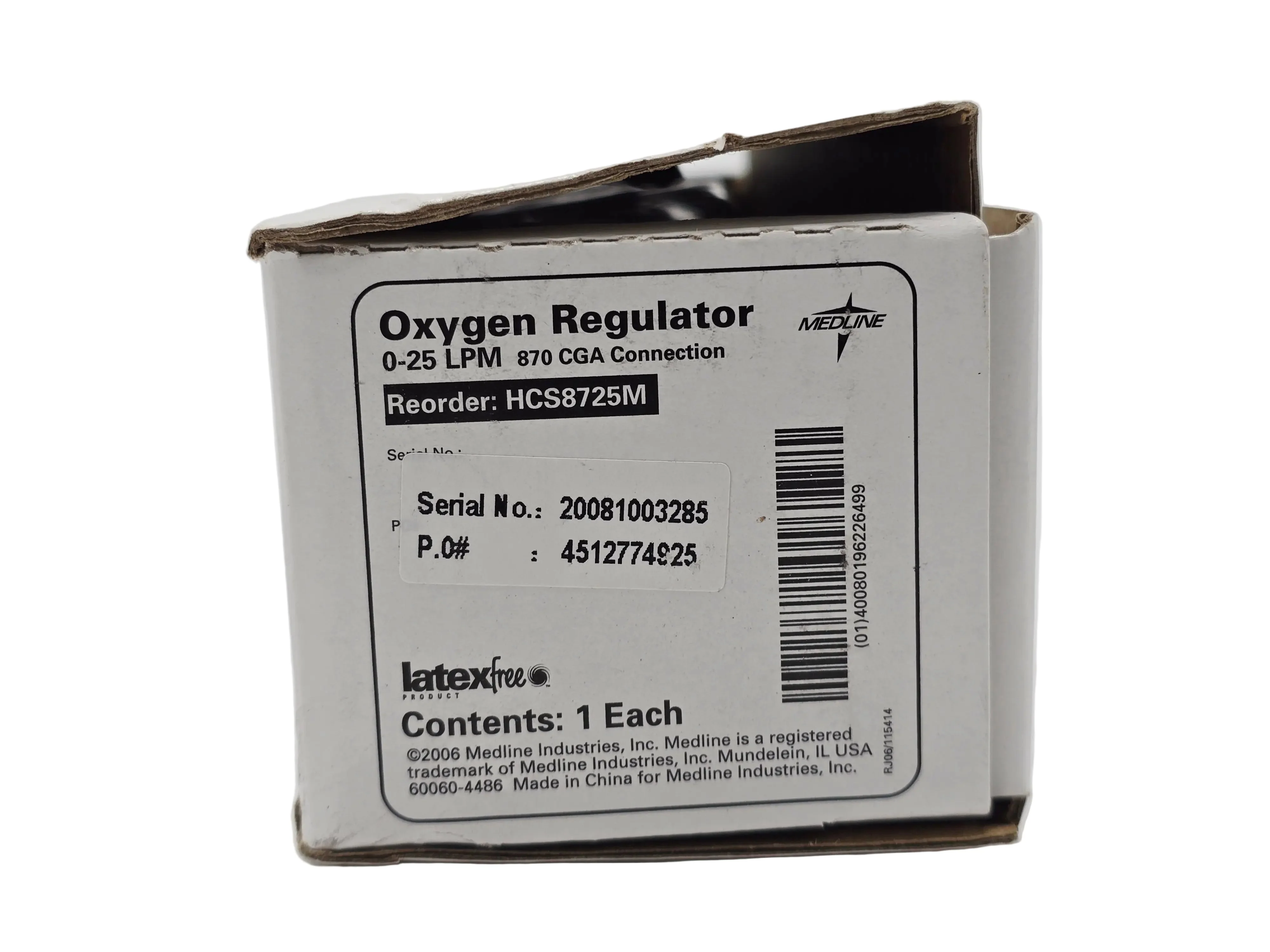 Medline HCS8725M Mini Oxygen Regulator 0-25 LPM CGA-870 Brass Aluminum - Image 4
