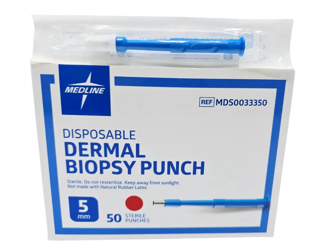 Medline MDS0033350 Disposable Dermal Biopsy Punch 5mm Sterile 50/ Box
