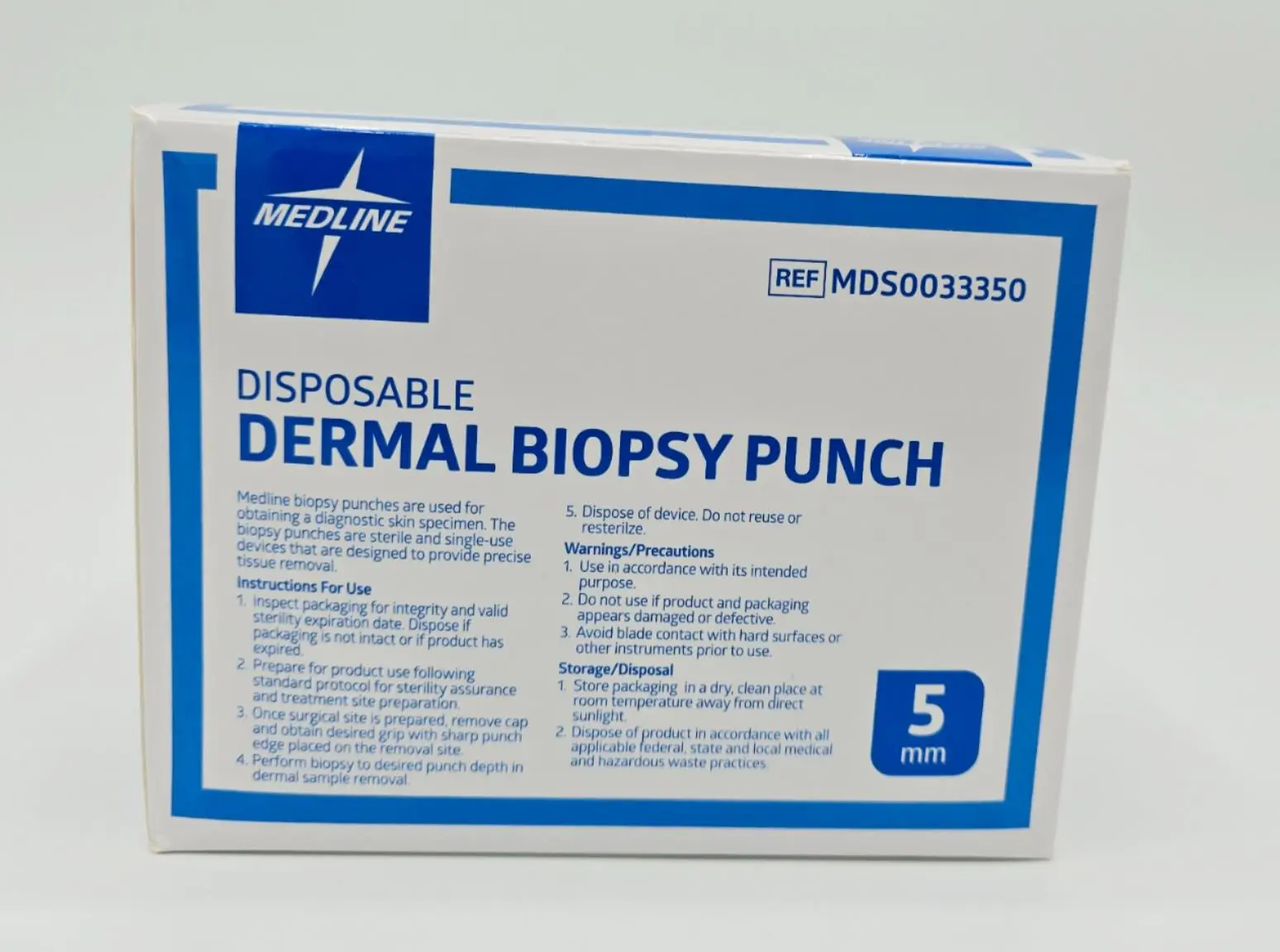 Medline MDS0033350 Disposable Dermal Biopsy Punch 5mm Sterile 50/ Box - Image 3