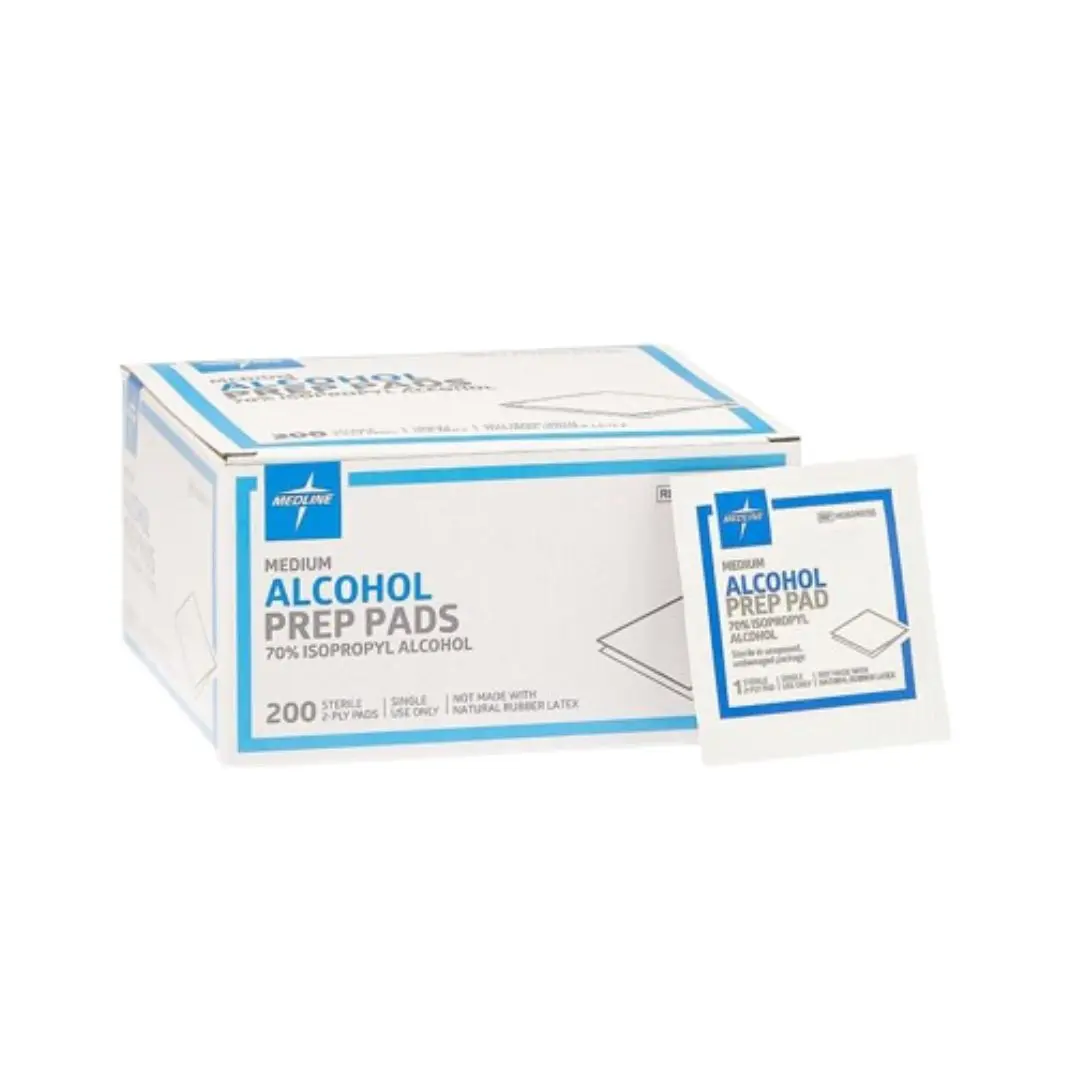 Medline MDS090735 Alcohol Prep Pads Medium Sterile 70% Isopropyl Box of 200