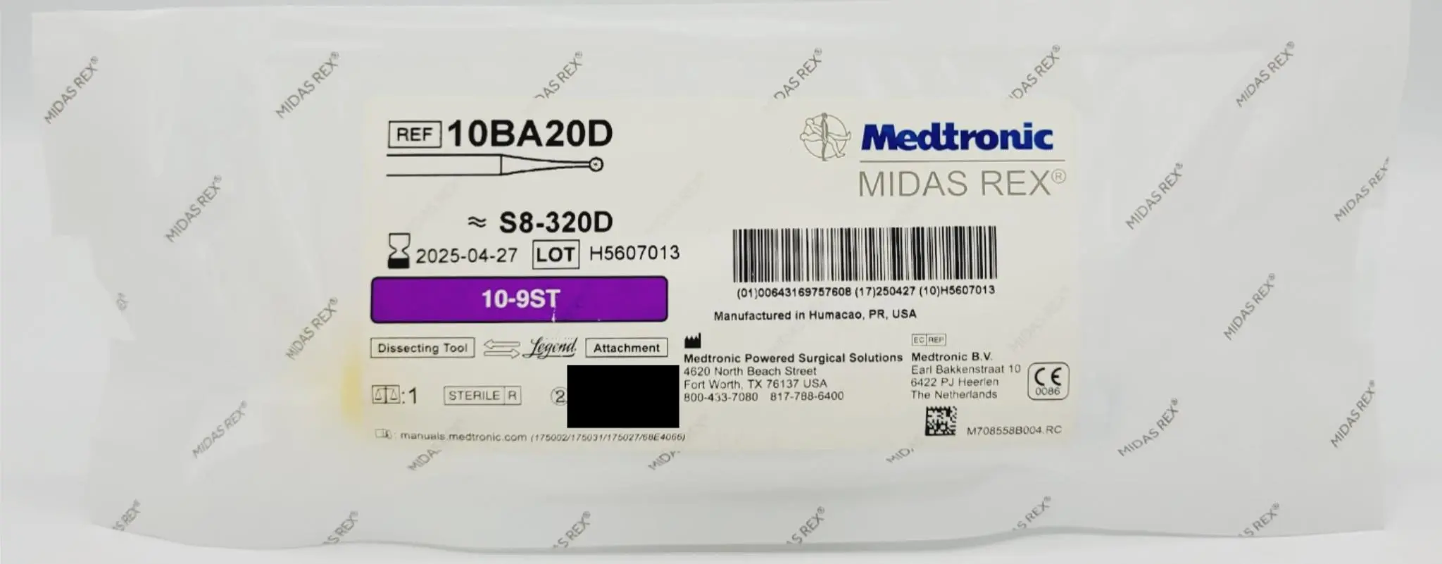 Medtronic 10BA20D Midas Rex Dissecting Tool Legend Attachment