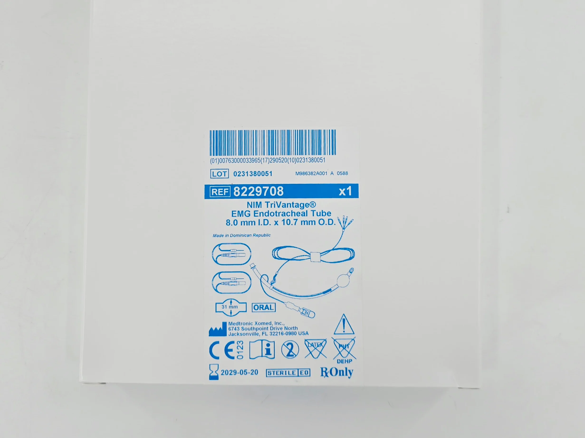 Medtronic 8229708 NIM TriVantage EMG Endotracheal Tube 8.0mm I.D. x 10.7mm O.D. 1/EA - Image 3