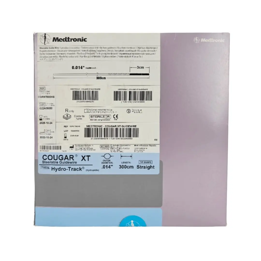 Medtronic CGRXT300HS Cougar XT Steerable Guidewire 0.14" OD 300cm Straight Hydro-Track BX/5
