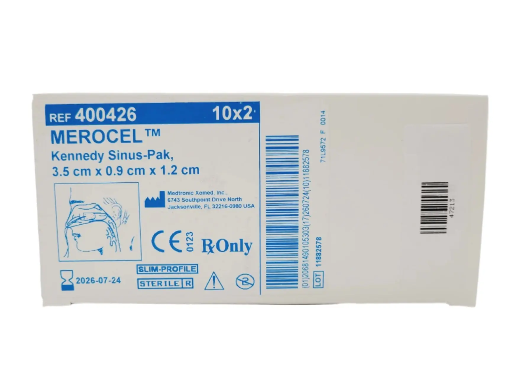 Medtronic XOMED 400426 MEROCEL Kennedy Sinus-Pak 10X2