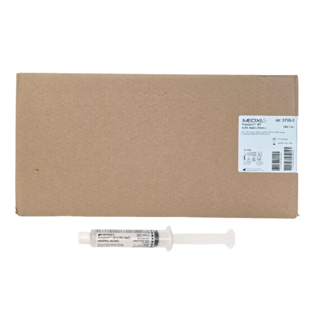 Amsino MEDXL Prefilled Saline Syringe Praxiject SP 0.9% NaCl (10mL) Disposable 3705-3 180/cs