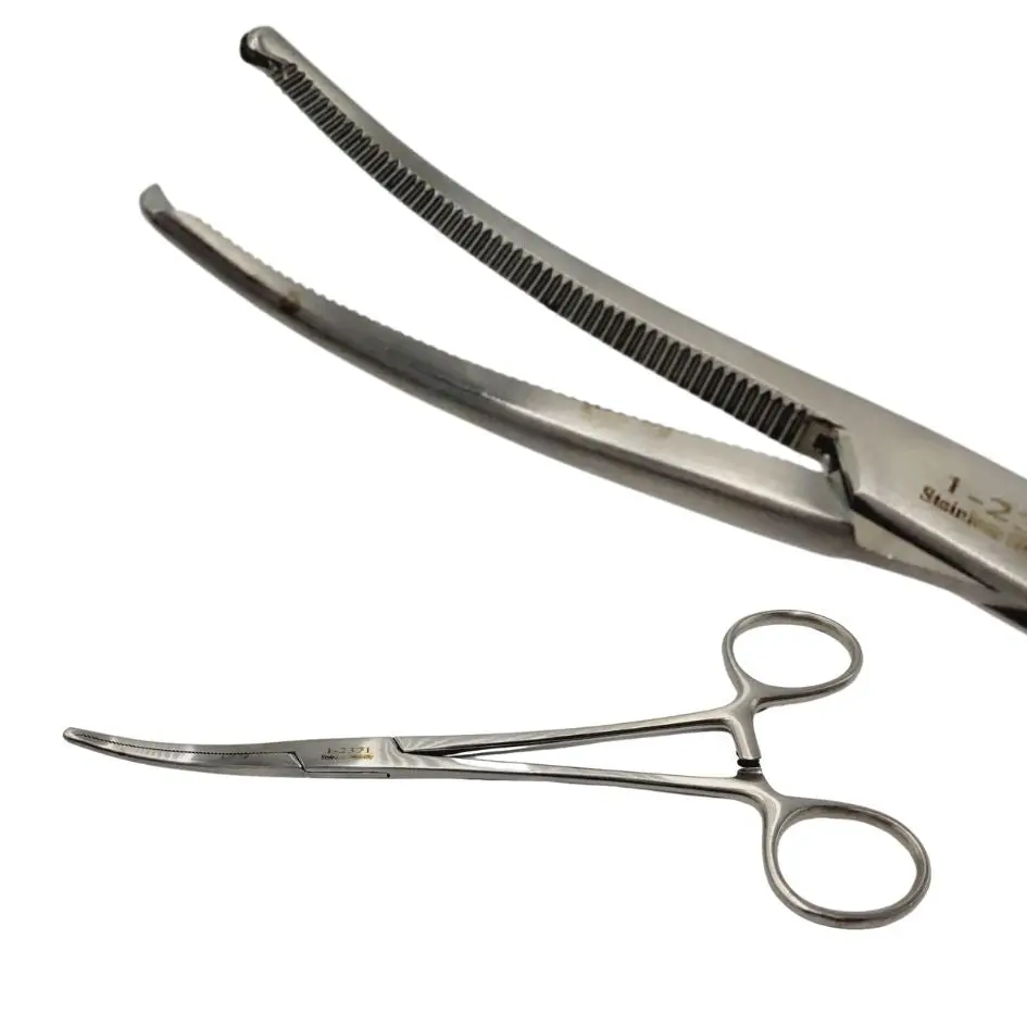 Millennium Surgical 1-2371 Roch-Ochsner Forceps, Curved, 1 x 2 Teeth 7-1/4"