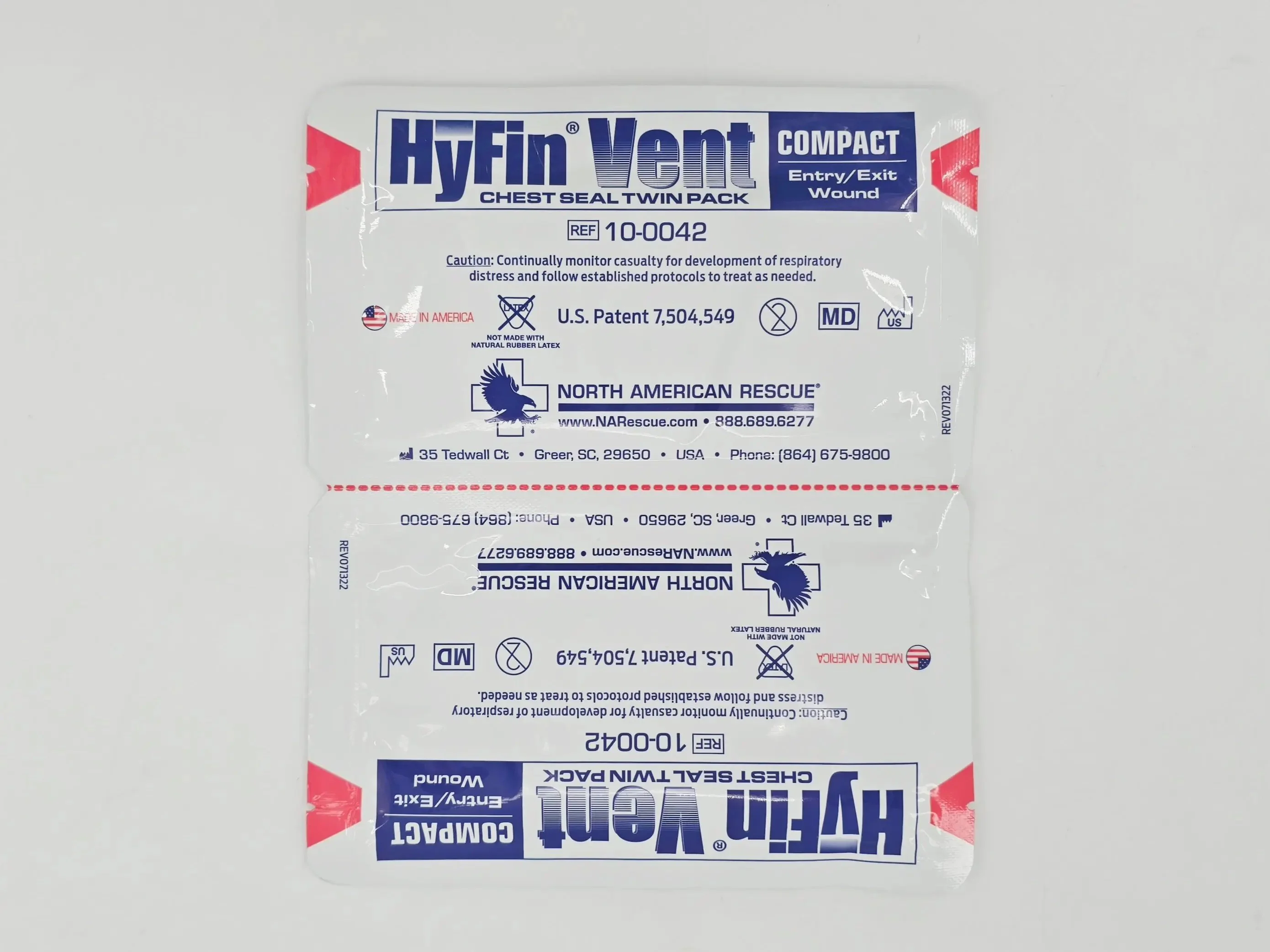 North American Rescue 10-0042 HyFin Vent Compact Entry/Exit Wound Chest Seal Twin Pack 2/PK - Image 2