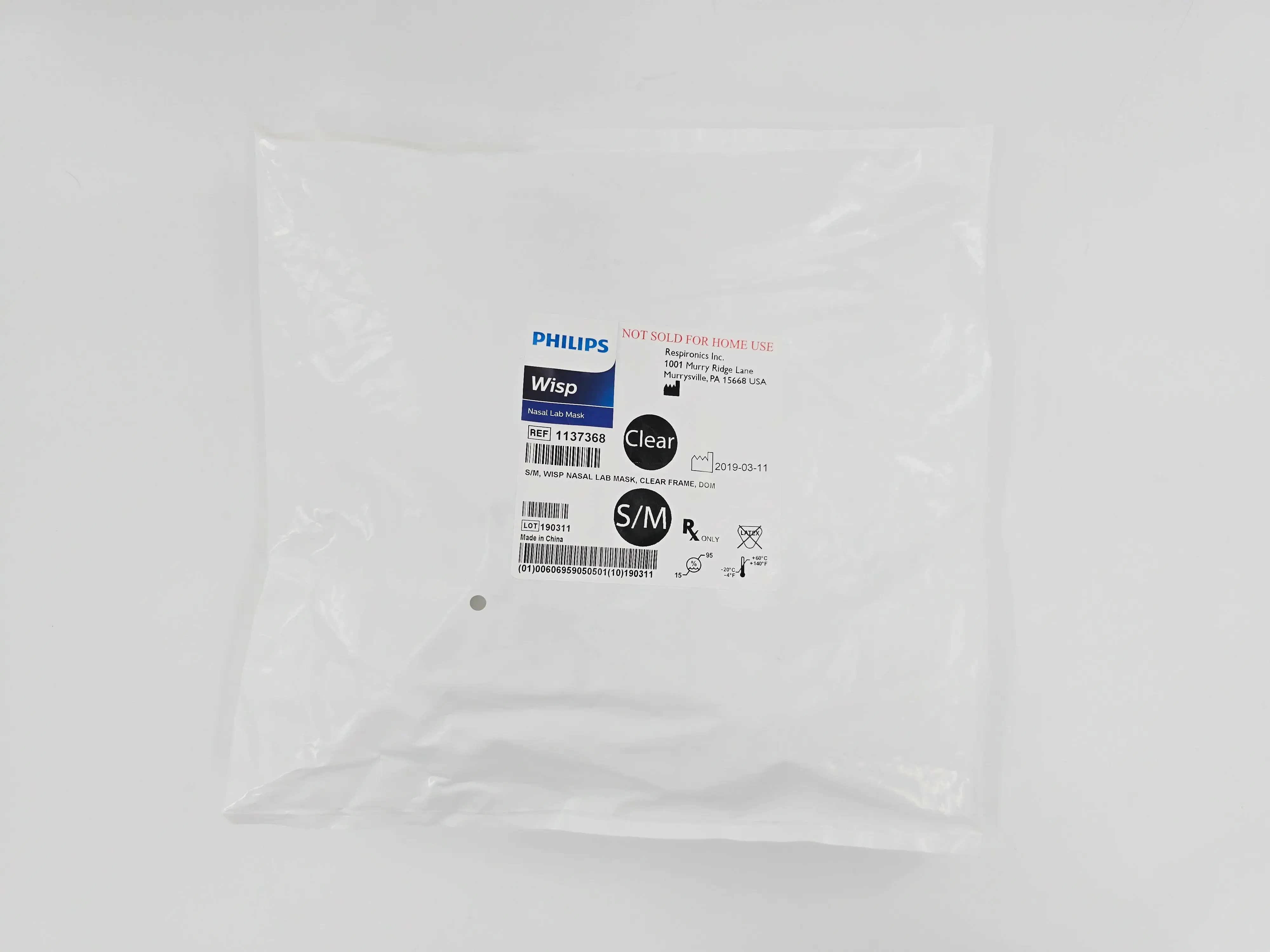Philips 1137368 Respironics Wisp Nasal Lab Mask Clear Frame Small-Medium - Image 2