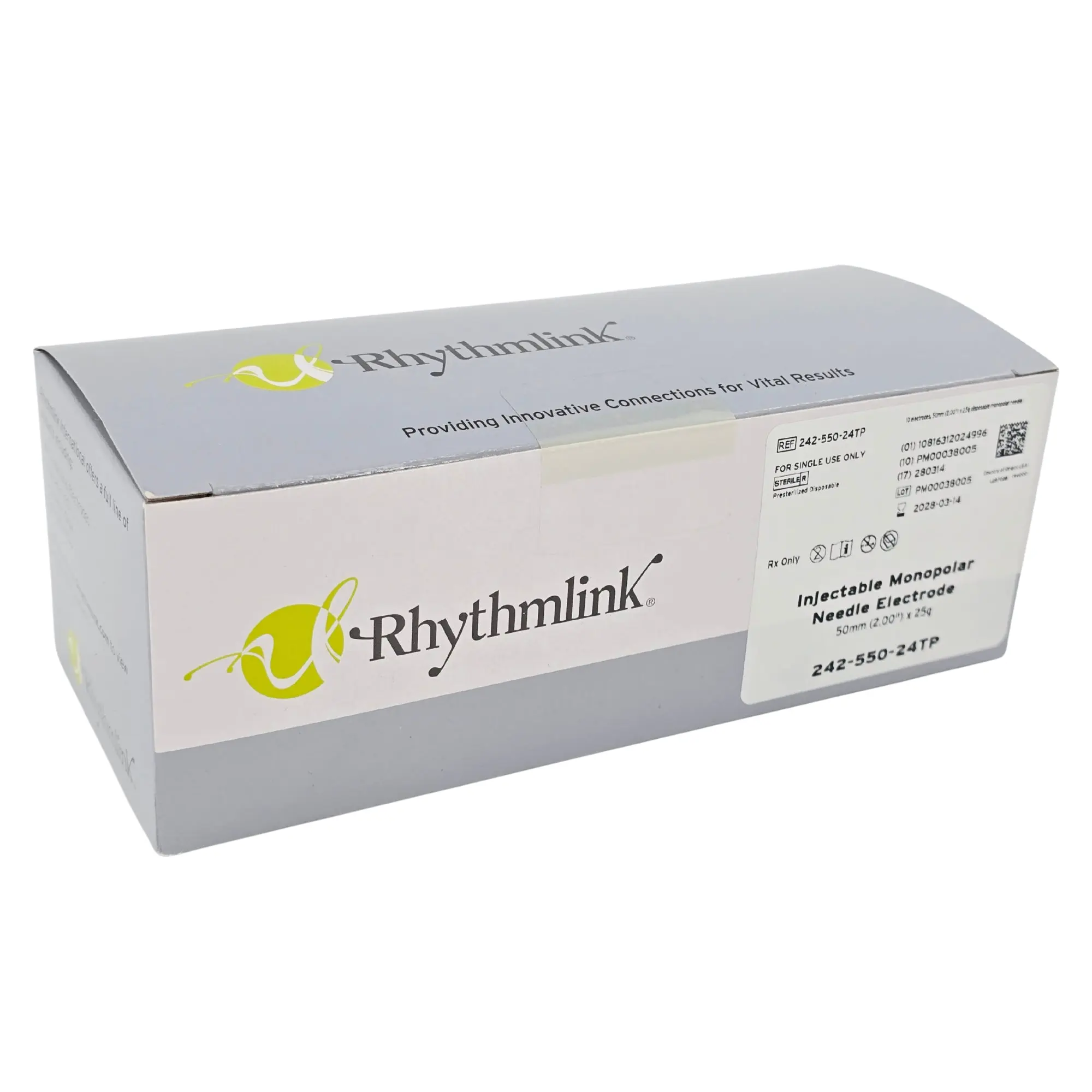 Rhythmlink 24255024TP Injectable Monopolar Needle Electrodes - EMG, 50 mm BOX of 10