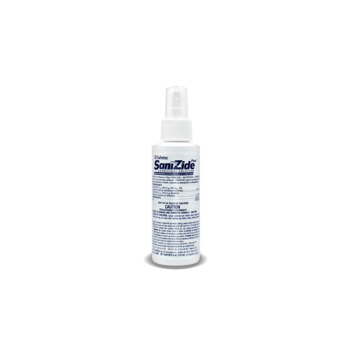 SAFETEC 34800 SANIZIDE PLUS SURFACE DISINFECTANT SPRAY SaniZide Plus, 4 oz. Bottle with Sprayer, 24/cs
