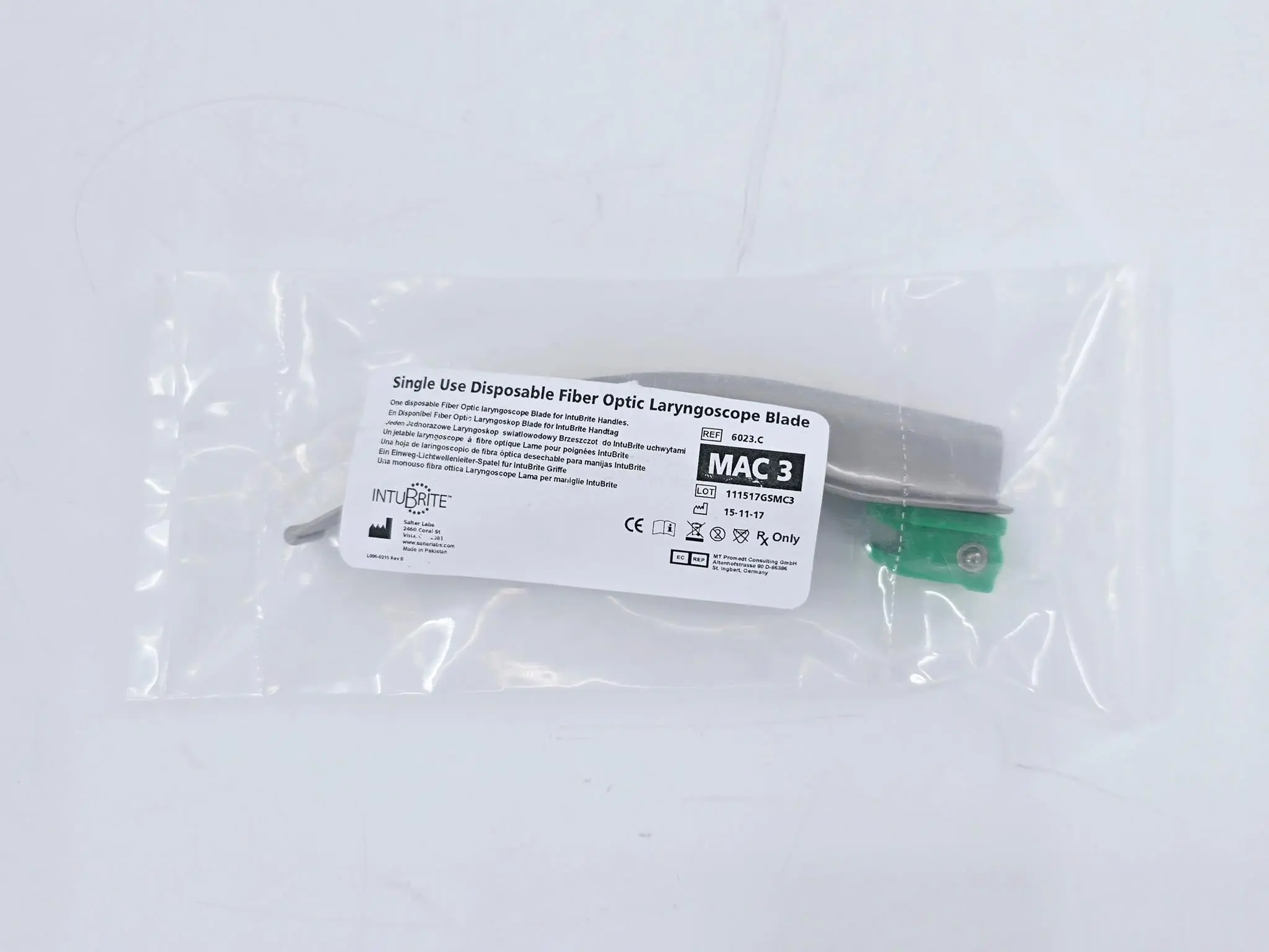 Salter Labs 6023.C MAC 3 Disposable Fiber Optic Laryngoscope Blade - Image 2
