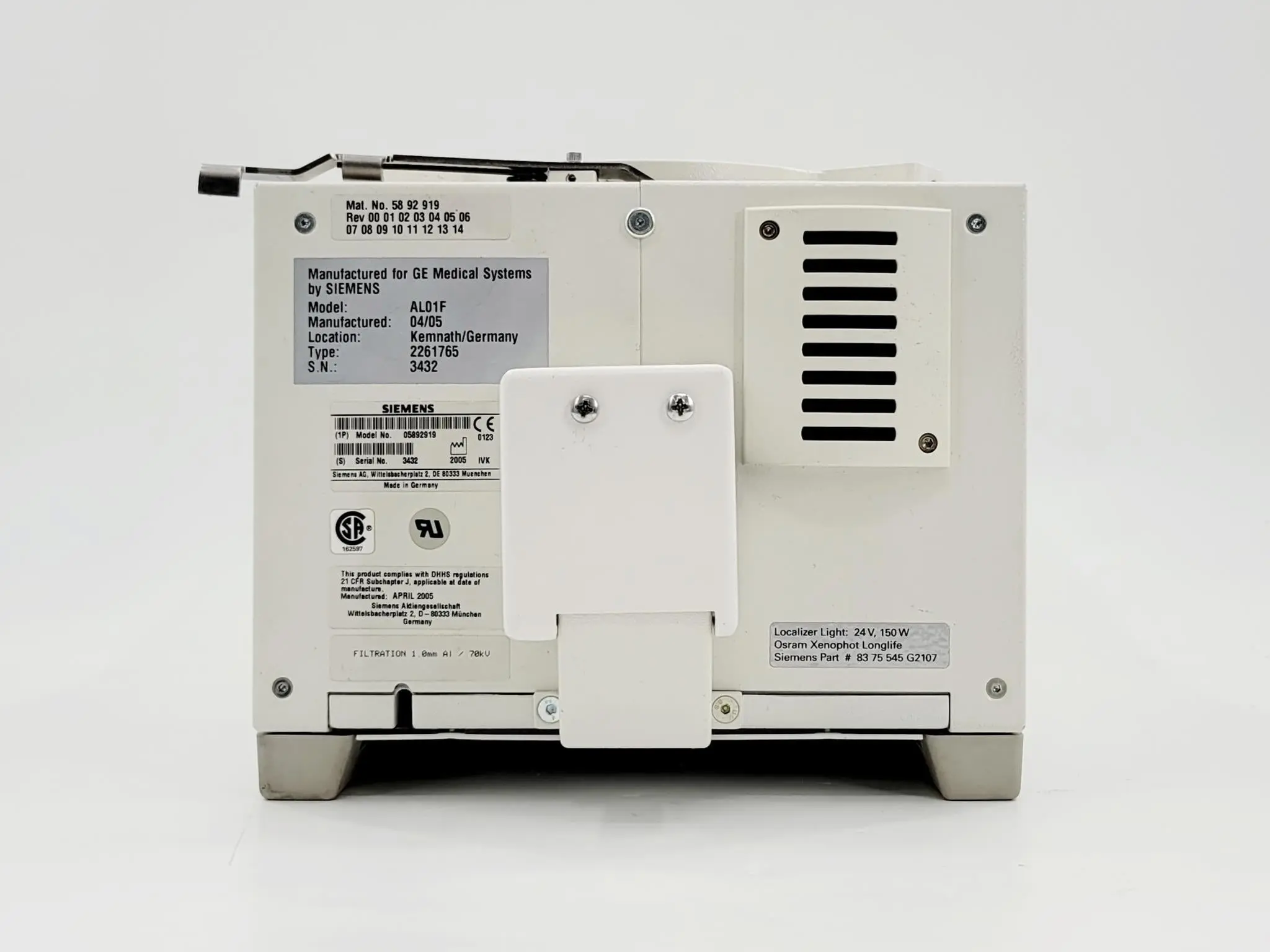 Siemens 05892919 AL01F Collimator DOM 2005 - Image 6
