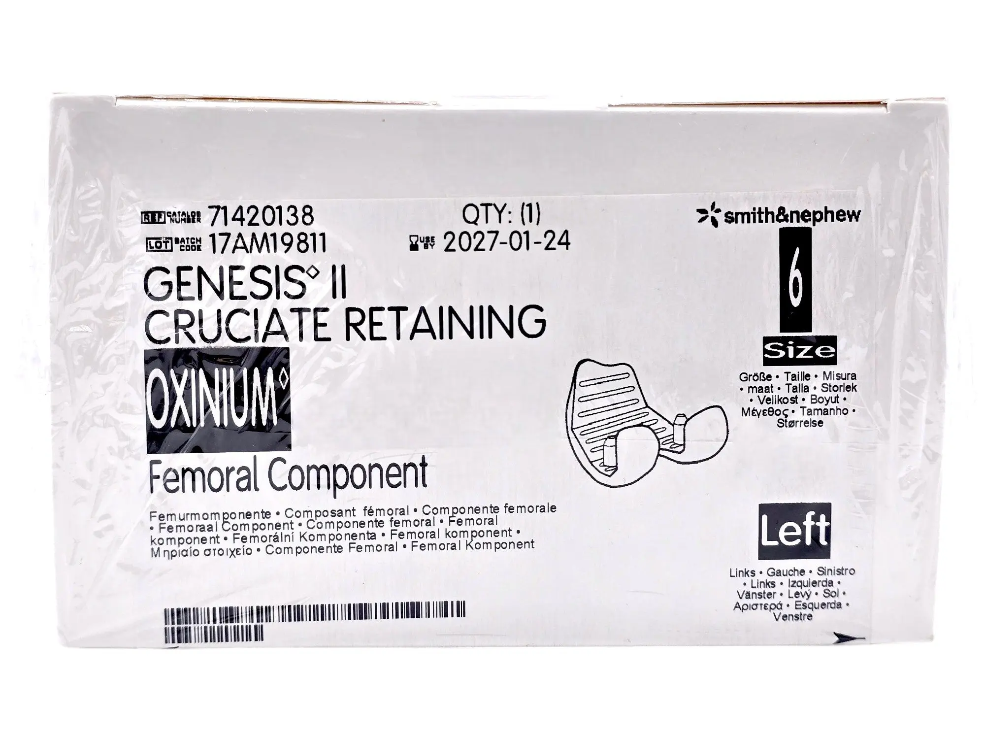 Smith & Nephew 71420138 Genesis II Oxinium Femoral Size 6 Left