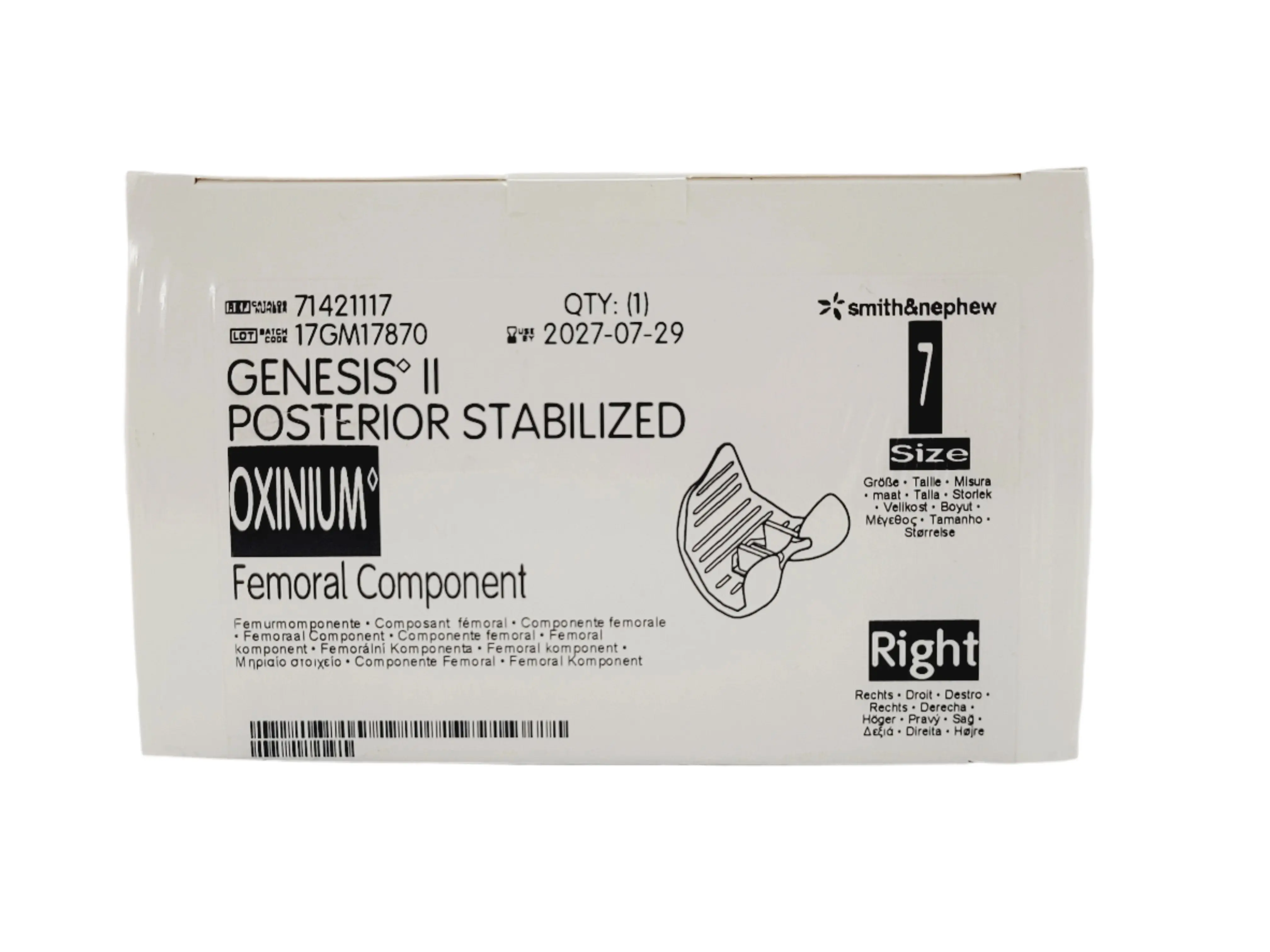 Smith & Nephew 71421117 Genesis II Oxinium Posterior Stabilized Femoral Size 7