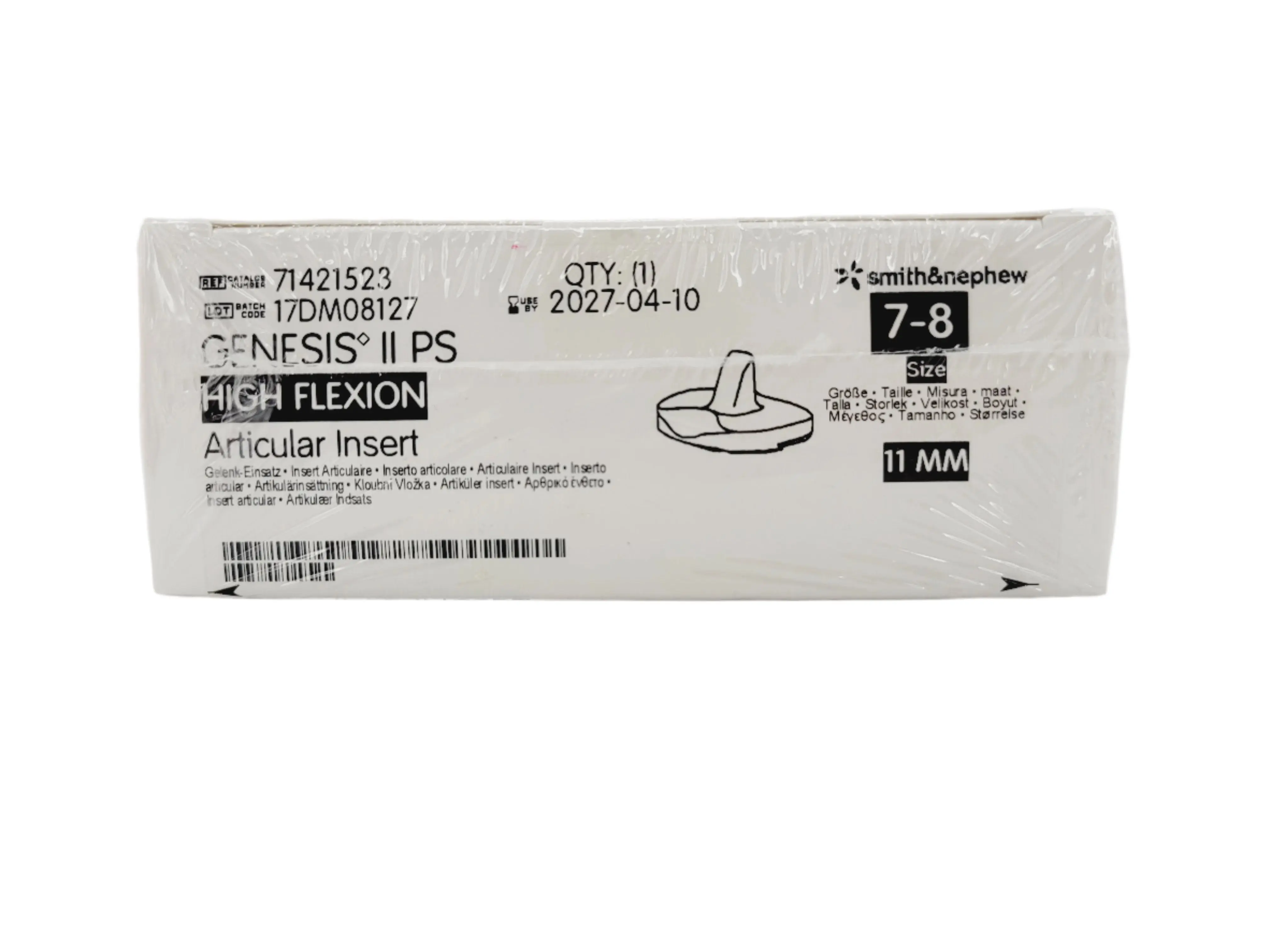 Smith & Nephew 71421523 Genesis II 11mm Posterior Stabilized High Flexion Insert Size 7-8