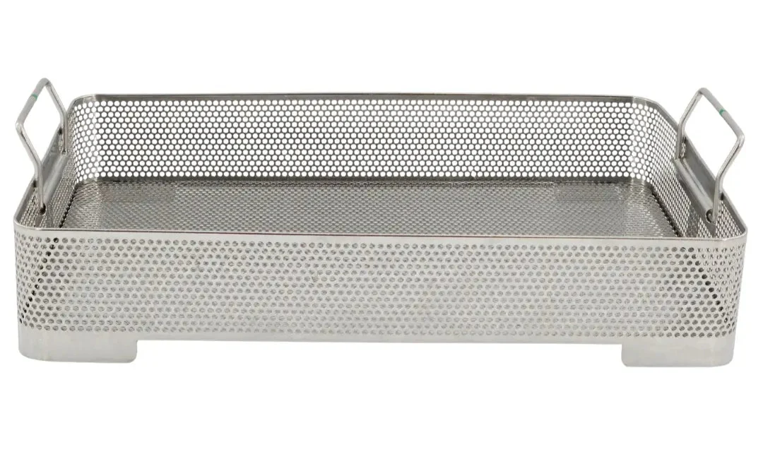 Stainless Steel Perforated Sterilization Basket 16 x 11 x 3 w/ Handles