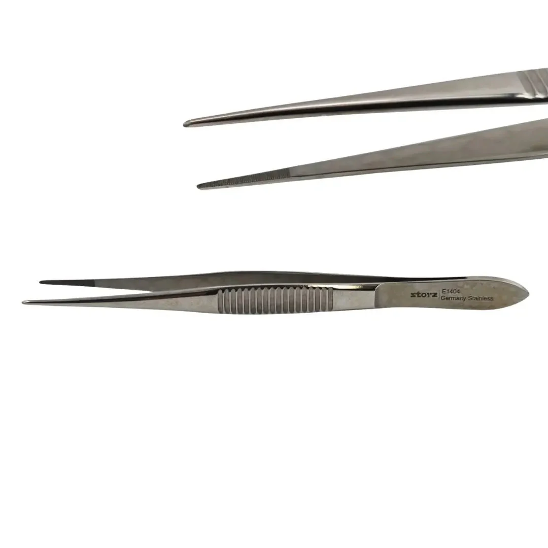 Storz E1404 Straight Heavy Serrated Dressing Forceps Ophthalmology 4"