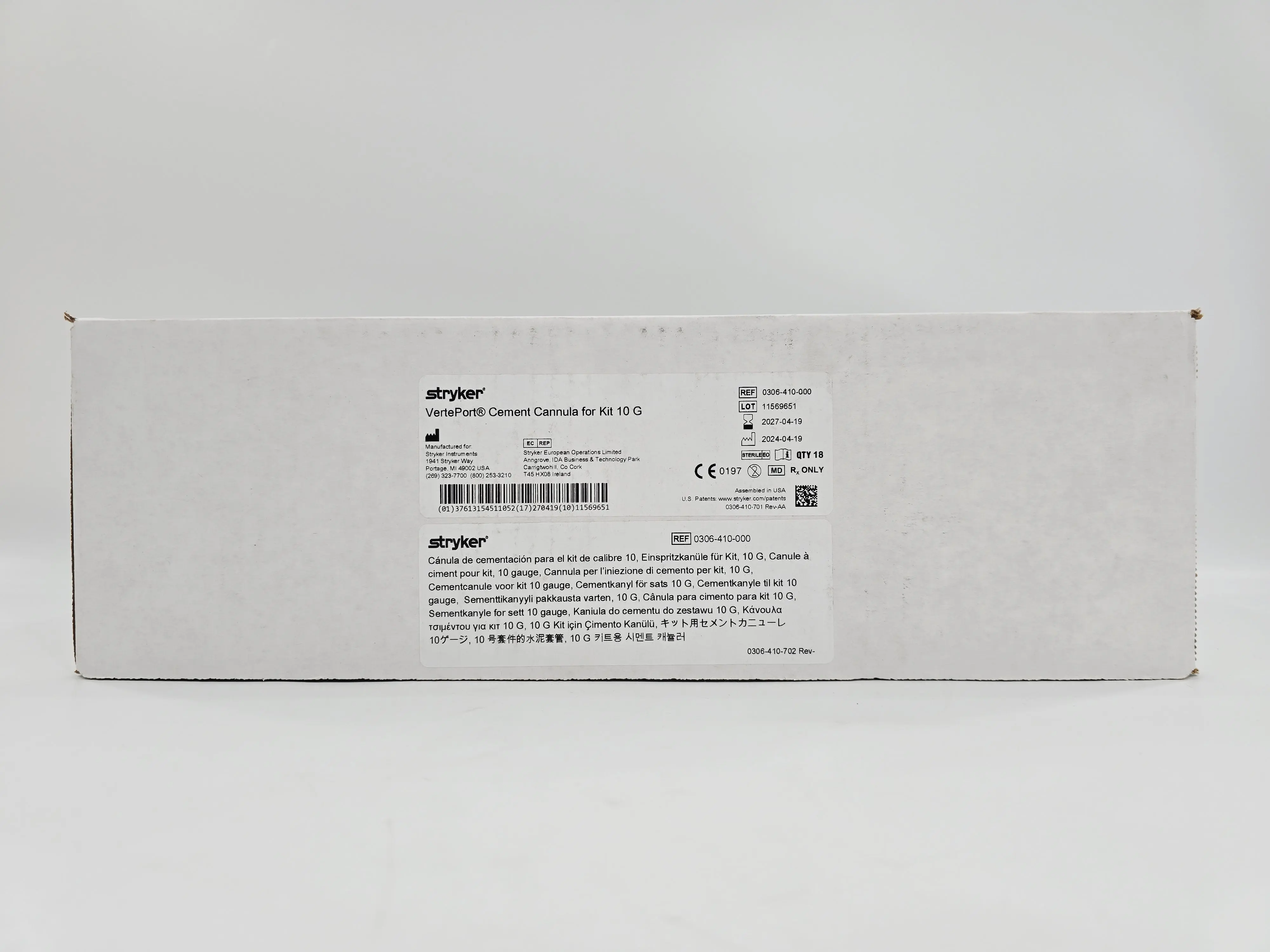 Stryker 0306-410-000 VertePort Cement Cannula for Kit 10G BX/18 - Image 2