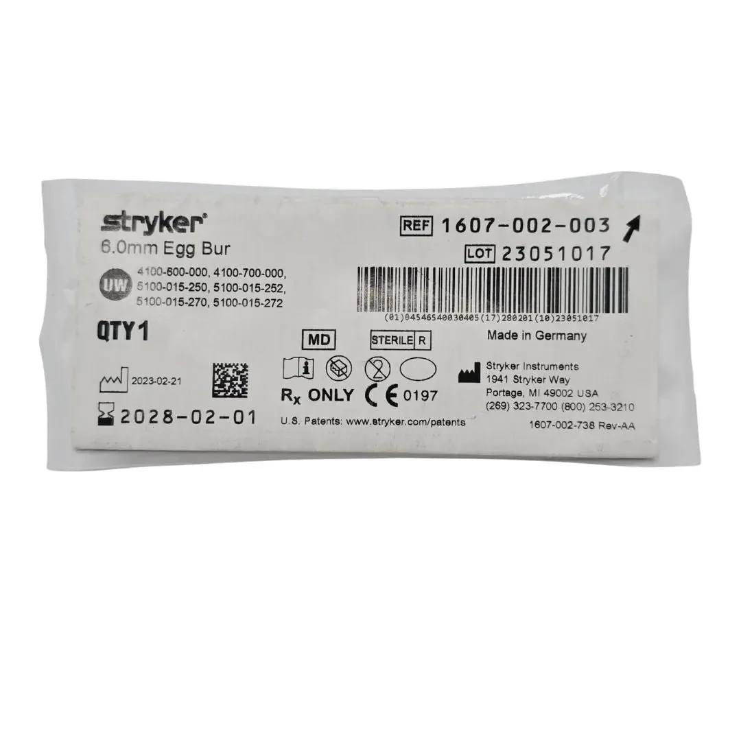 Stryker 1607-002-003 6.0mm Egg Bur