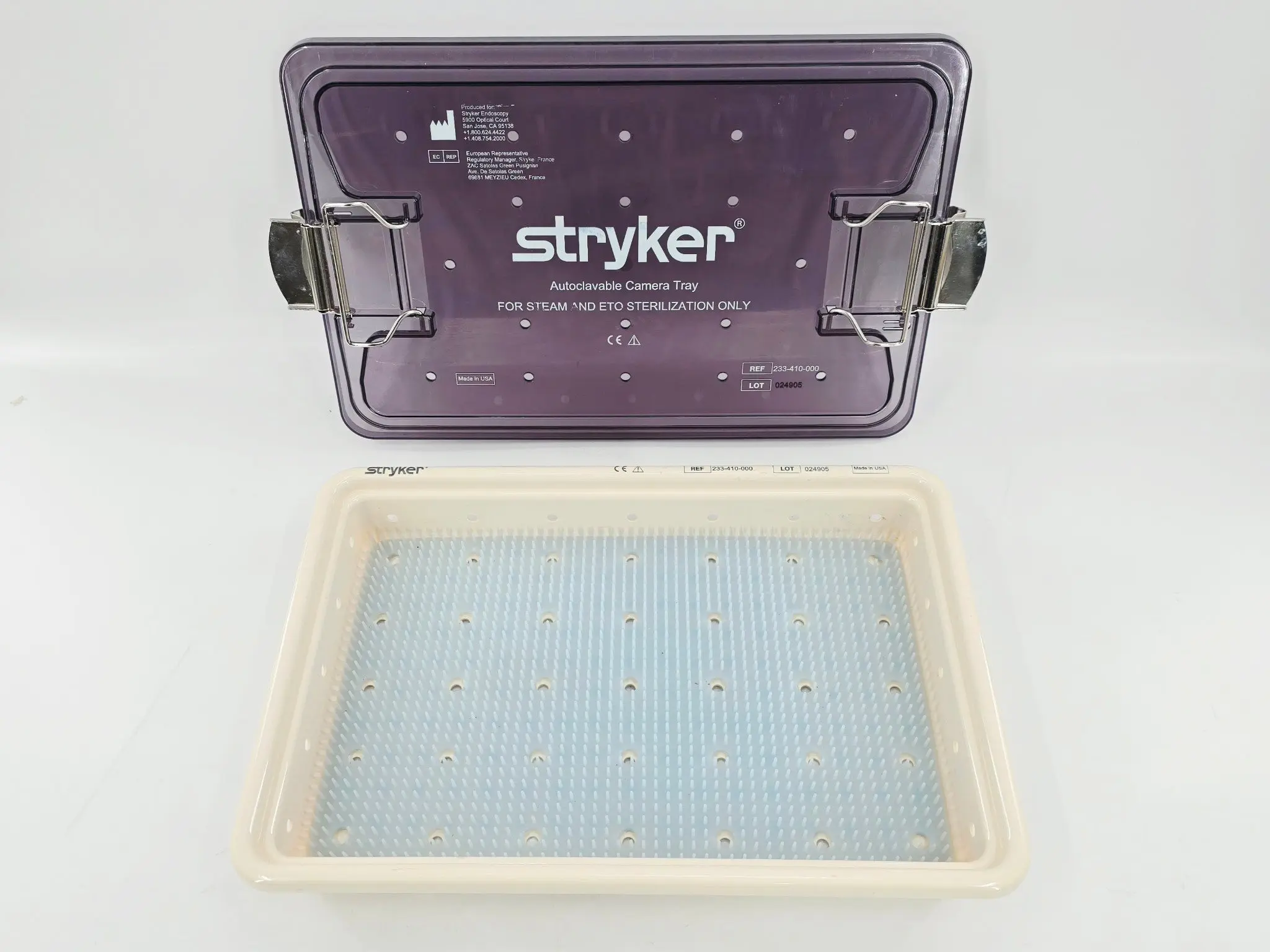 Stryker 233-410-000 Autoclavable Camera Tray Sterilization Case w/ Lid - Image 2
