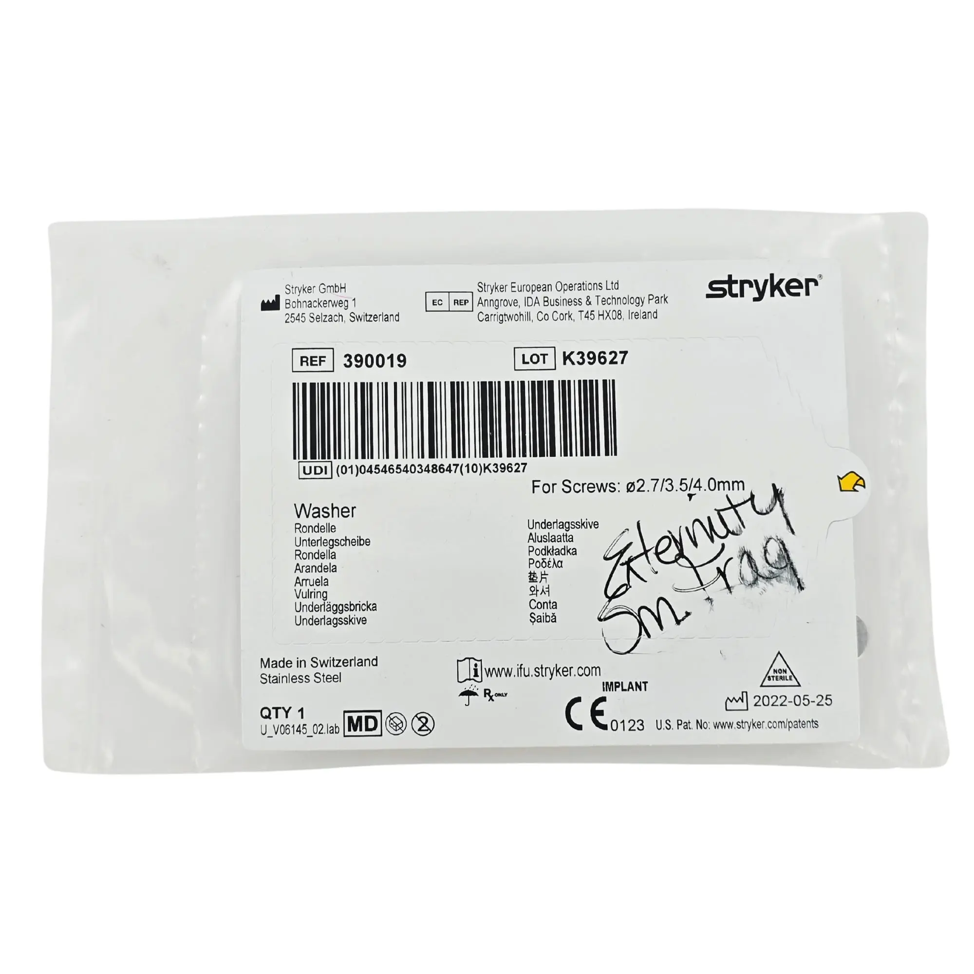 Stryker 390019 Implantable Bone Washer - Orthopedic Surgical Washer