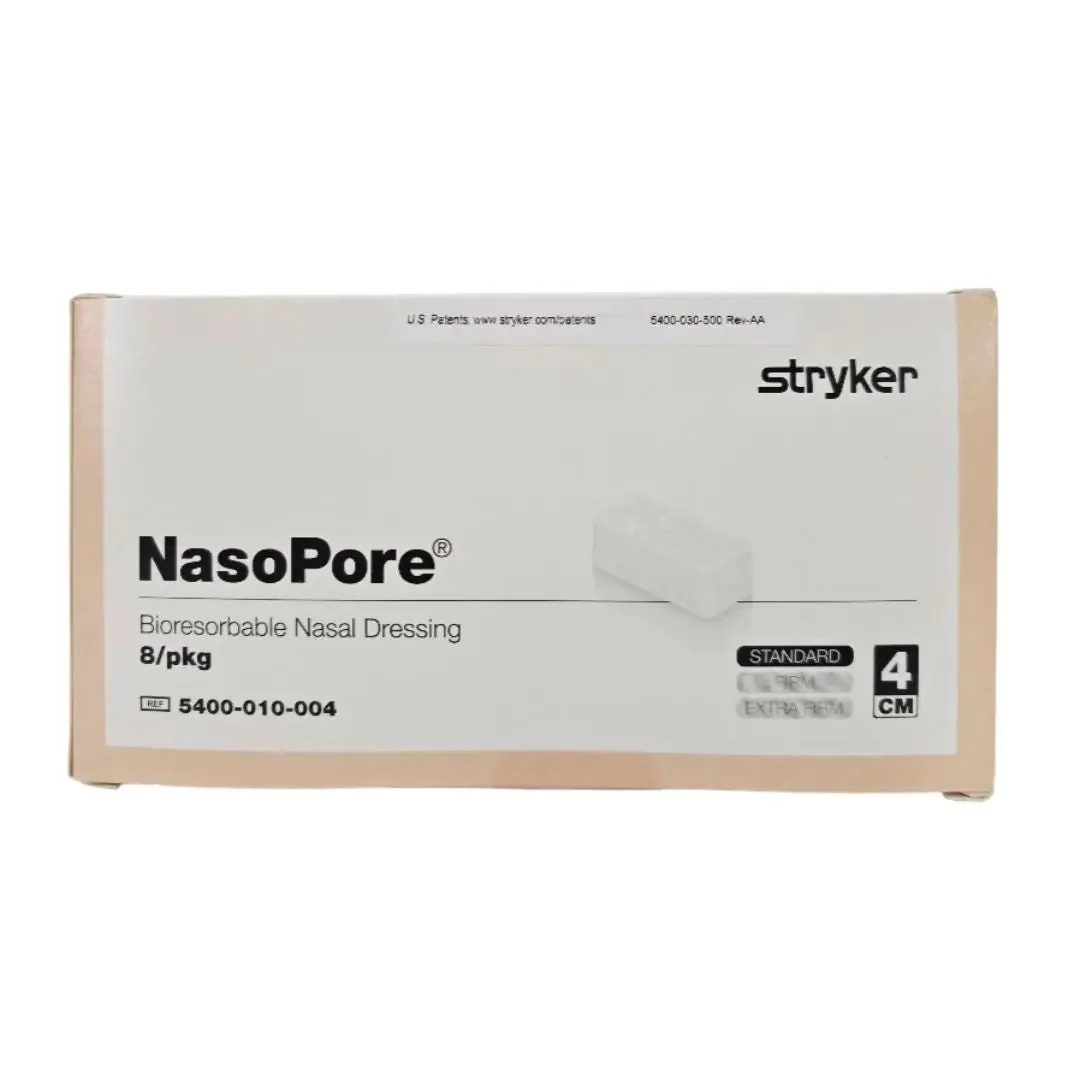 Stryker 5400-010-004 NasoPore Bioresorbable Nasal Dressing Standard 4cm 8/pkg