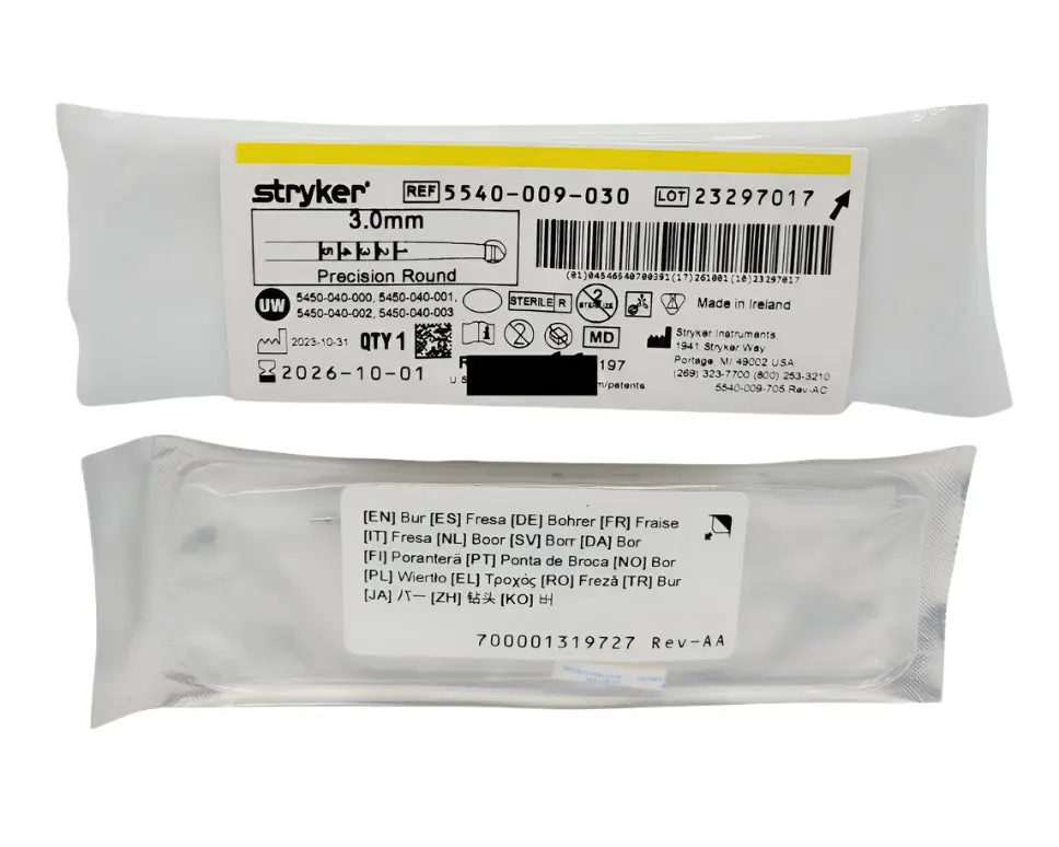 Stryker 5540-009-030 Precision Round Bur 3.0mm Orthopedic