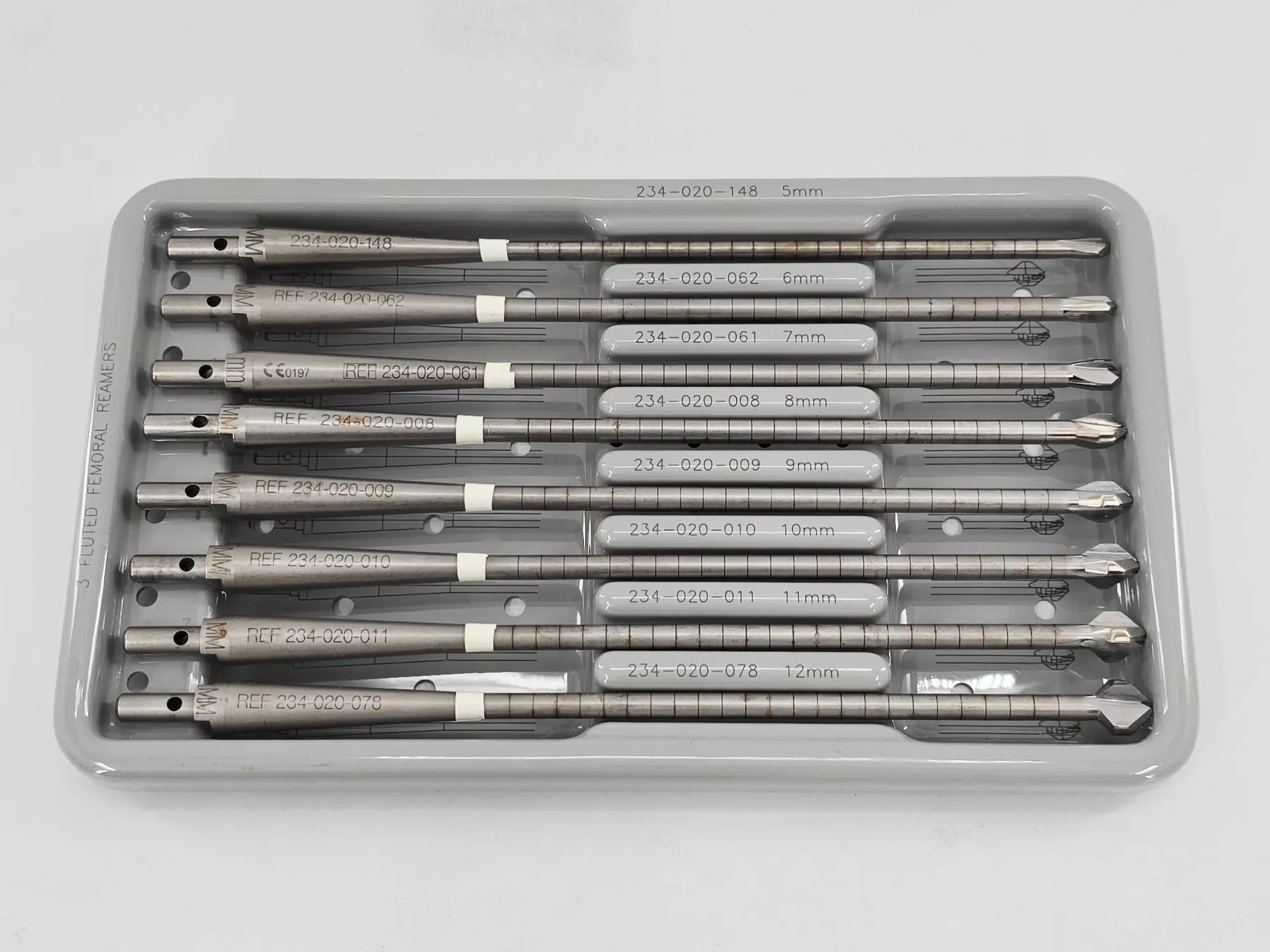 Stryker ACL Tunnel-Preparation 3 Fluted Acorn Reamer Instrument Set & Tray - Image 3