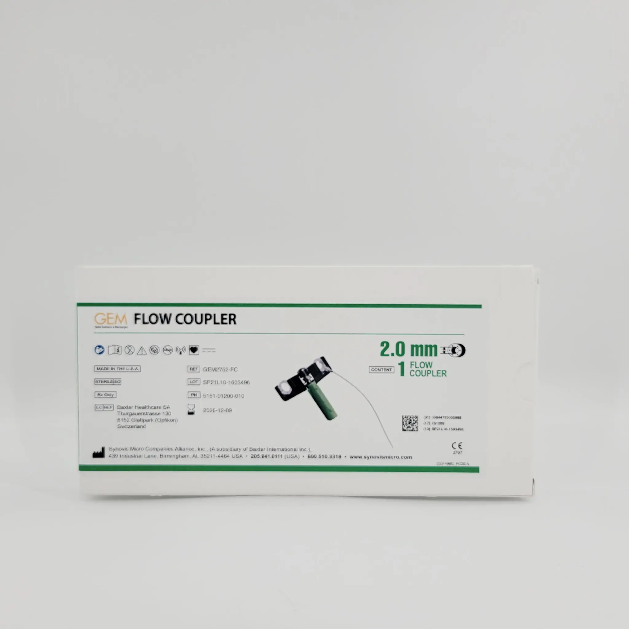 Synovis Micro GEM2752-FC GEM Flow Coupler 2.0mm Vessel Range 1.8mm - Image 2