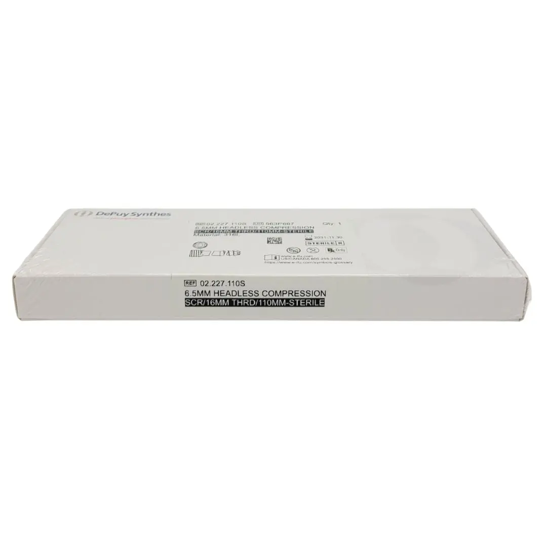 DePuy Synthes 02.227.110S 6.5mm Headless Compression SCR/16MM THRD/110MM - Image 2
