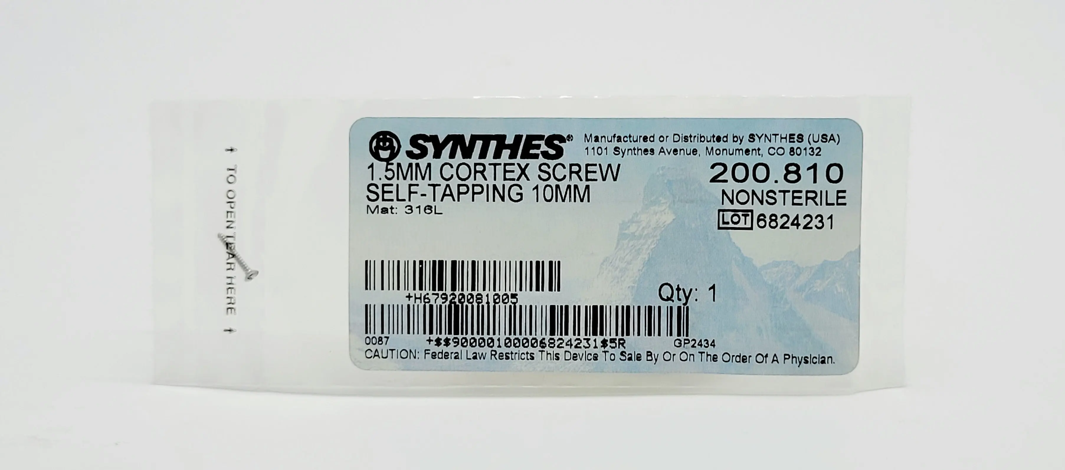 Synthes 200.810 1.5mm Cortex Self Tapping 10mm Orthopedic Surgical Instrument - Image 2